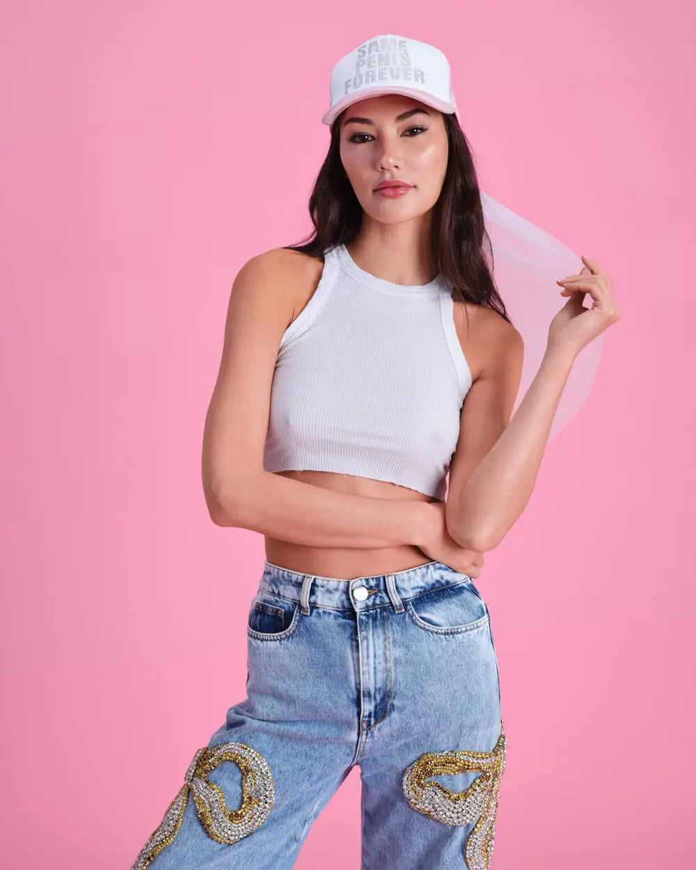 Same Hat Forever - rhinestone trucker hat xo, Fetti