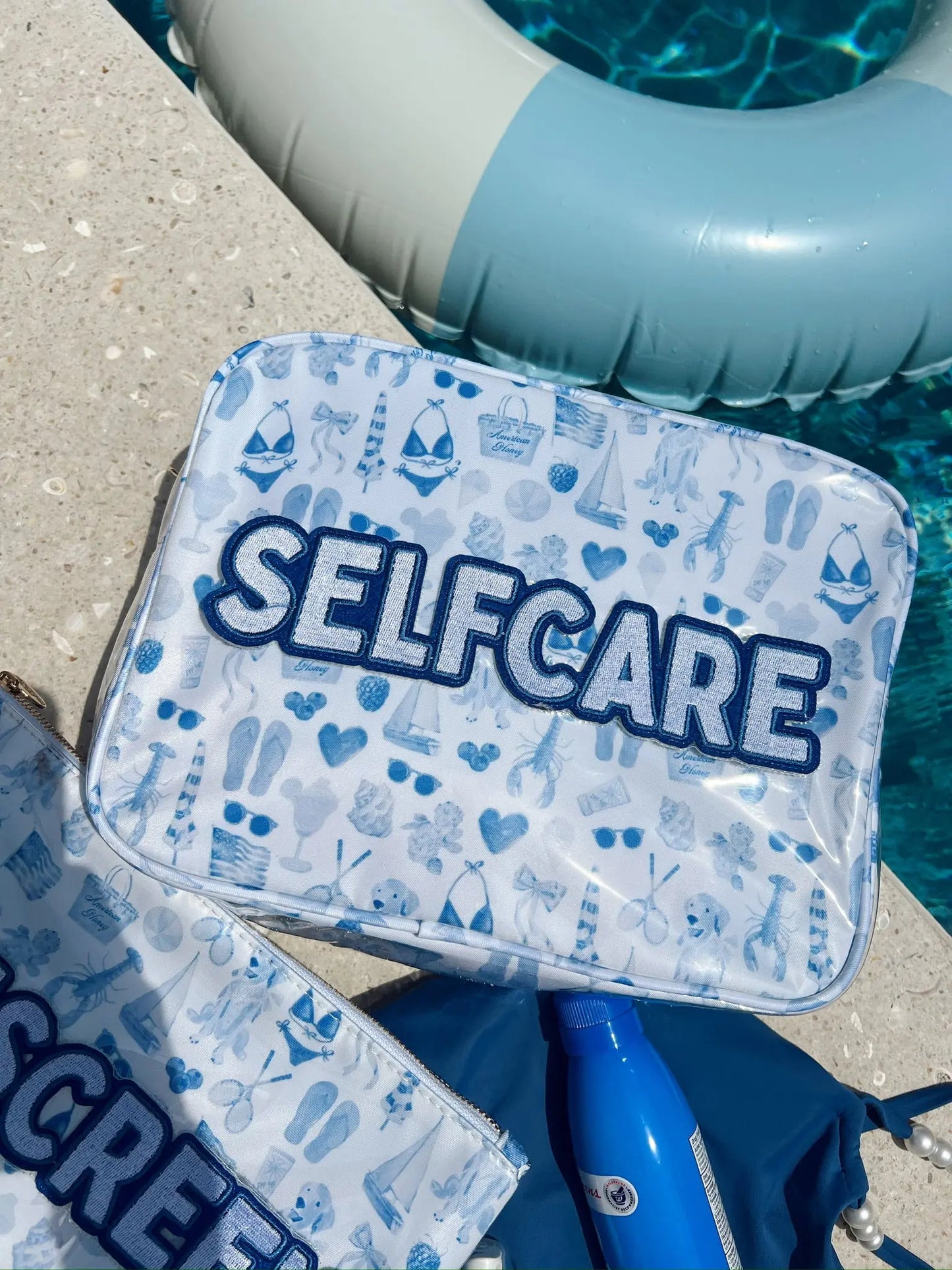 Self Care - Blue Americana Clear Coat XL Bag KenzKustomz
