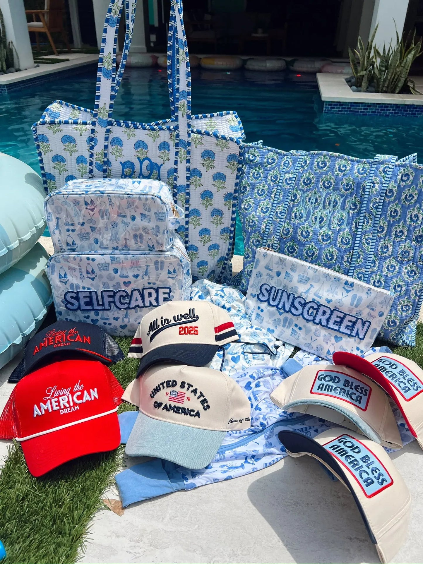 Self Care - Blue Americana Clear Coat XL Bag KenzKustomz