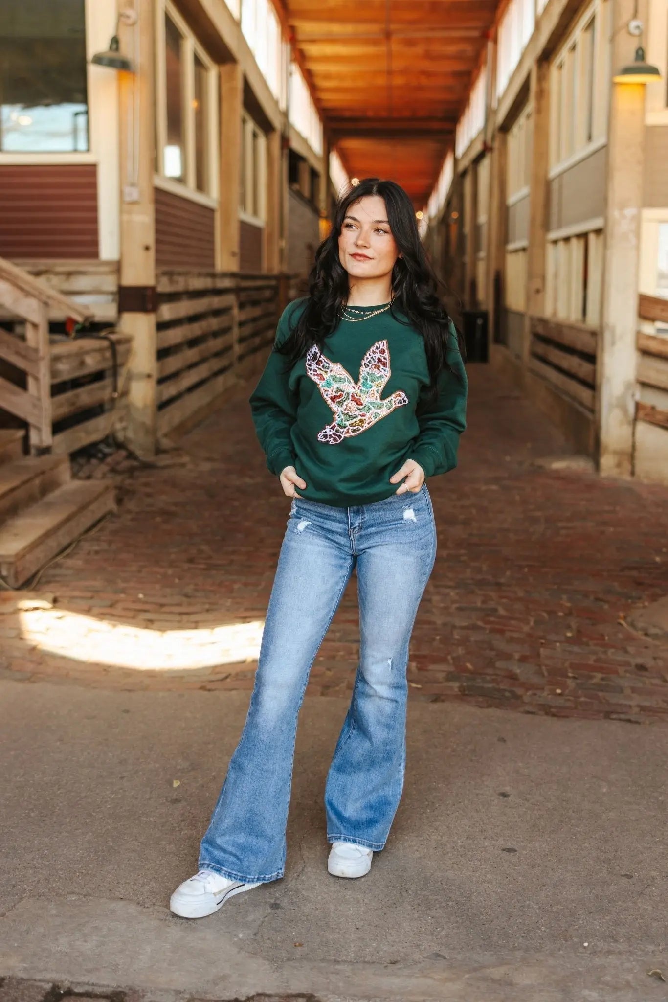 Sequin Duck Camo Patch Sweatshirt Wild Junkie