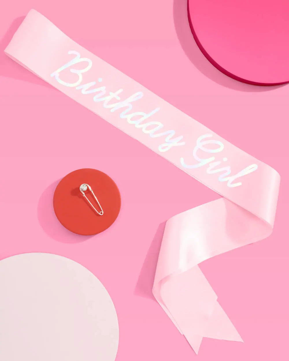 Shimmer Bday Girl Sash - pink and iridescent foil xo, Fetti