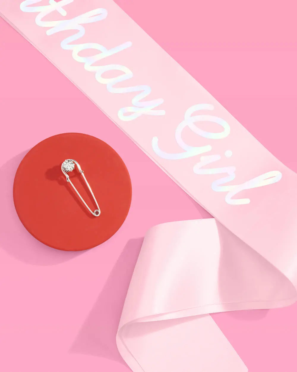 Shimmer Bday Girl Sash - pink and iridescent foil xo, Fetti