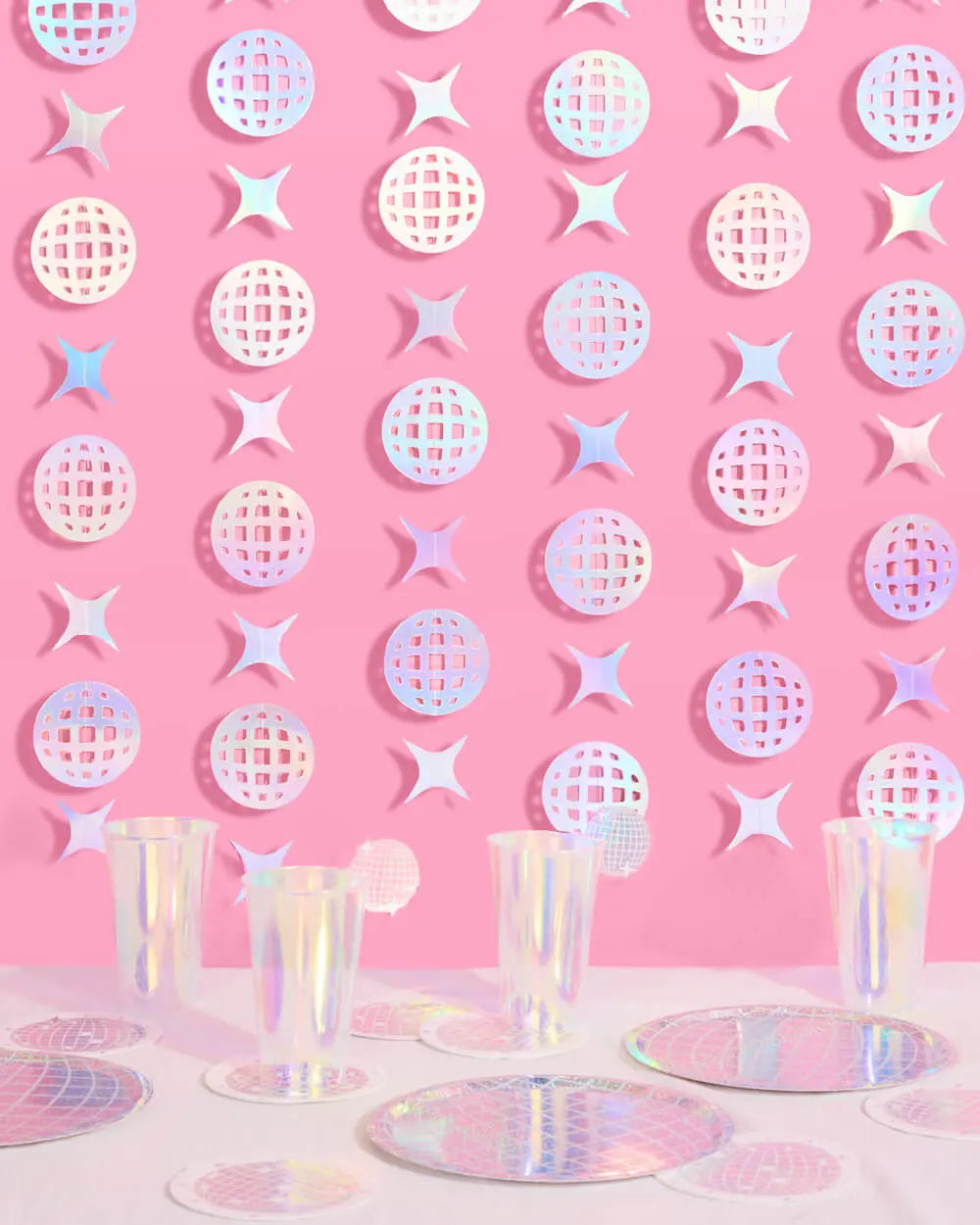 Shimmer Disco Garland - iridescent foil backdrop xo, Fetti