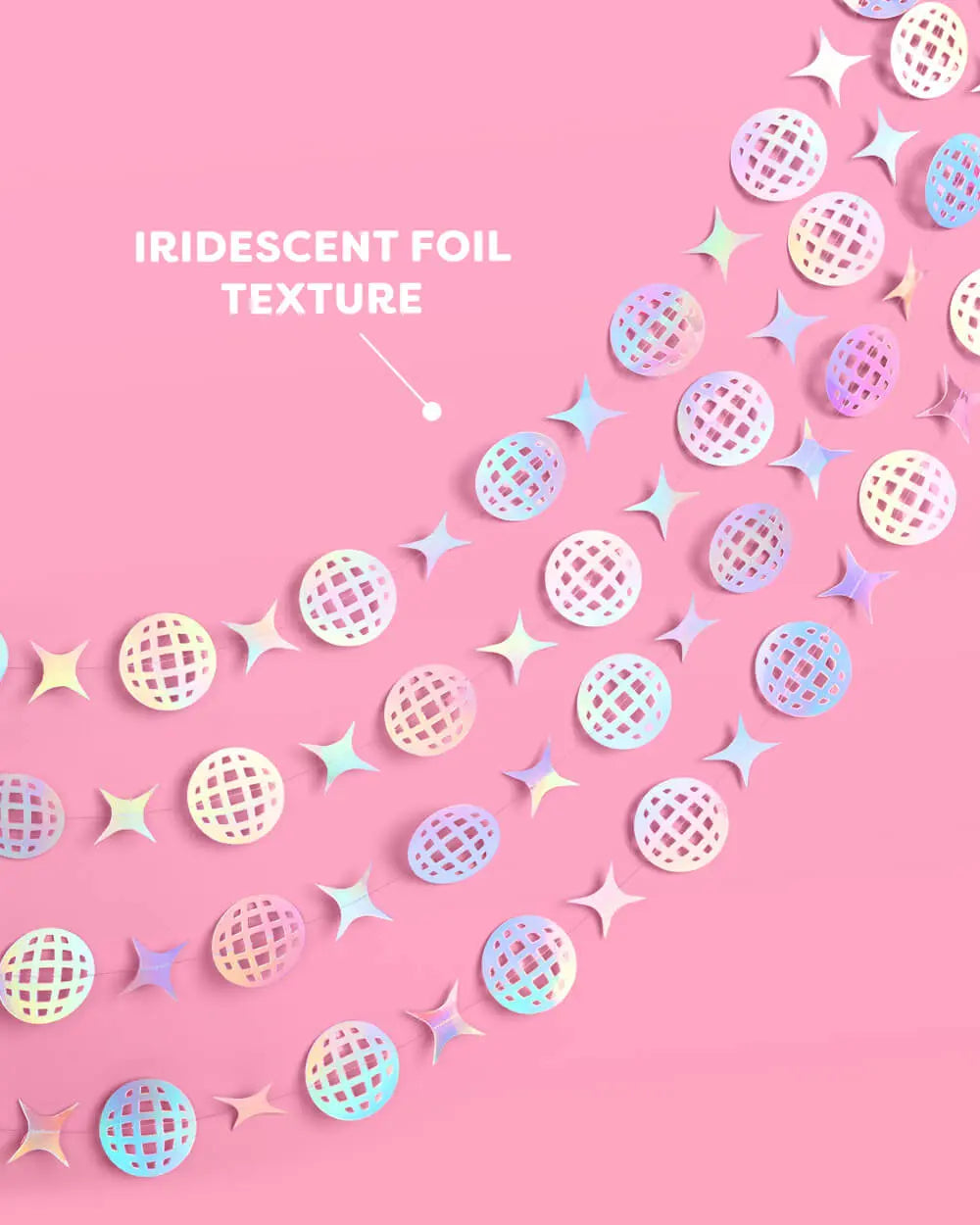 Shimmer Disco Garland - iridescent foil backdrop xo, Fetti