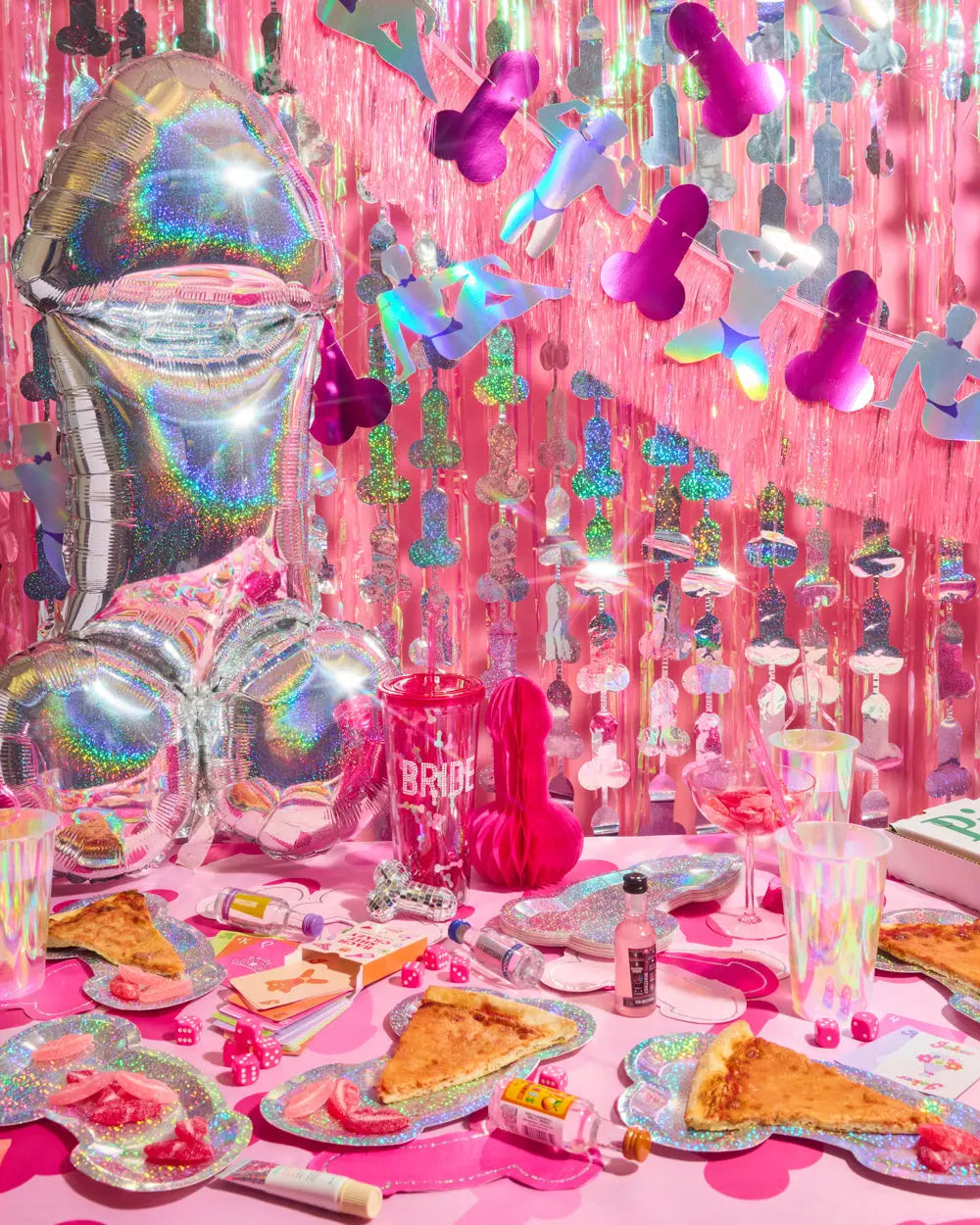 Shimmer P3N!5 Curtain - iridescent foil curtain xo, Fetti