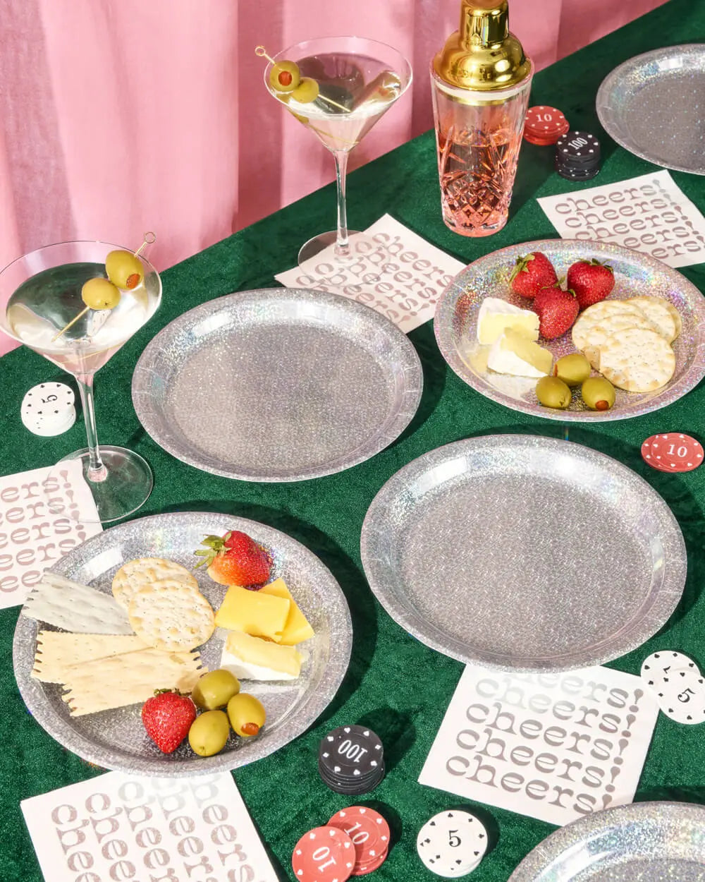 Shimmer Plates - 25 paper plates xo, Fetti