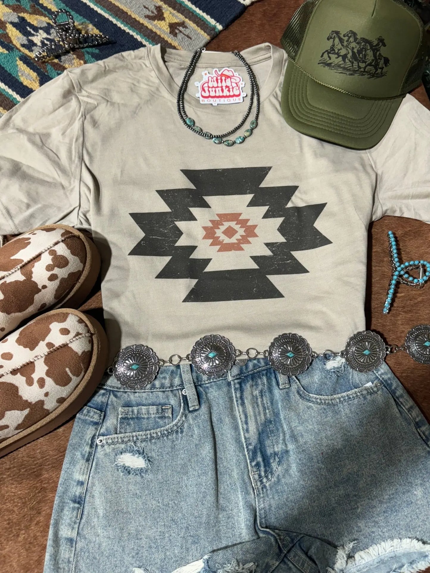 Simple Aztec Graphic Tee Wild Junkie