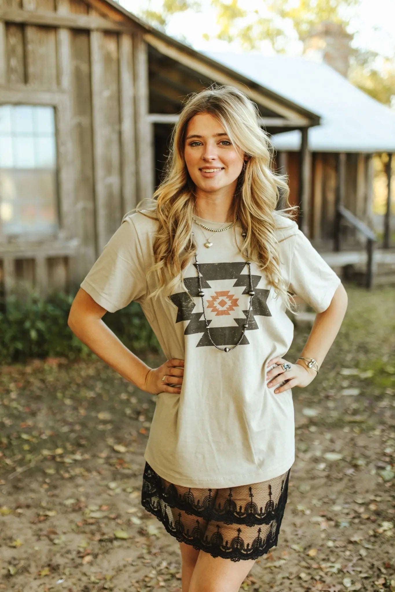 Simple Aztec Graphic Tee Wild Junkie
