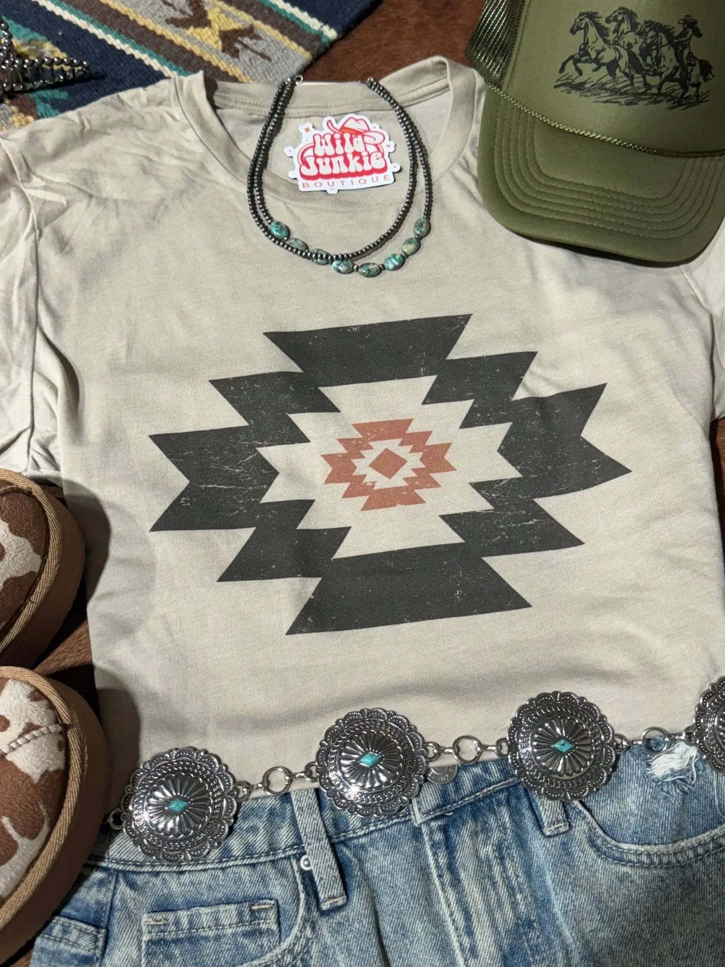 Simple Aztec Graphic Tee Wild Junkie
