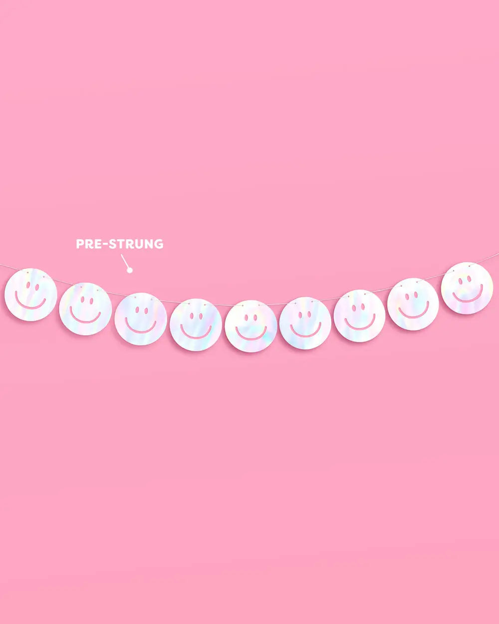 Smiley Banner - iridescent foil banner xo, Fetti