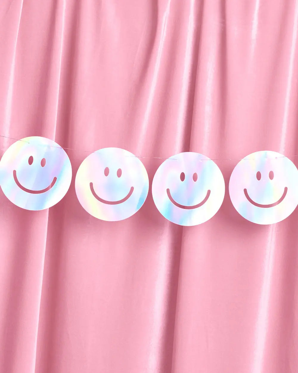 Smiley Banner - iridescent foil banner xo, Fetti