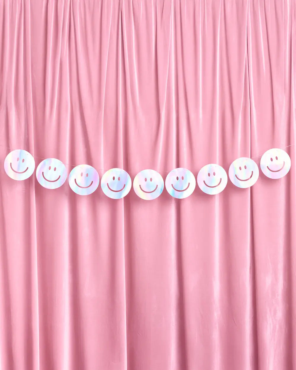 Smiley Banner - iridescent foil banner xo, Fetti