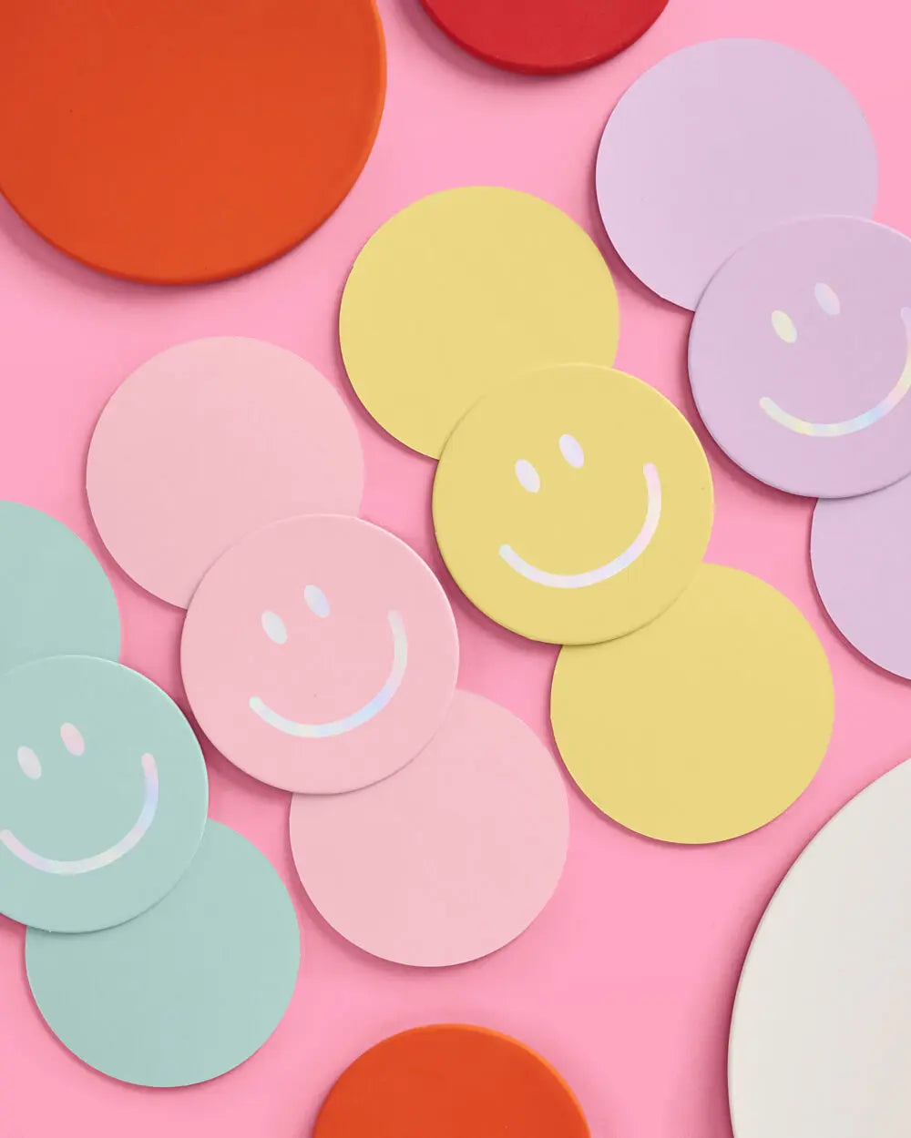 Smiley Coasters - 16 paper coasters xo, Fetti