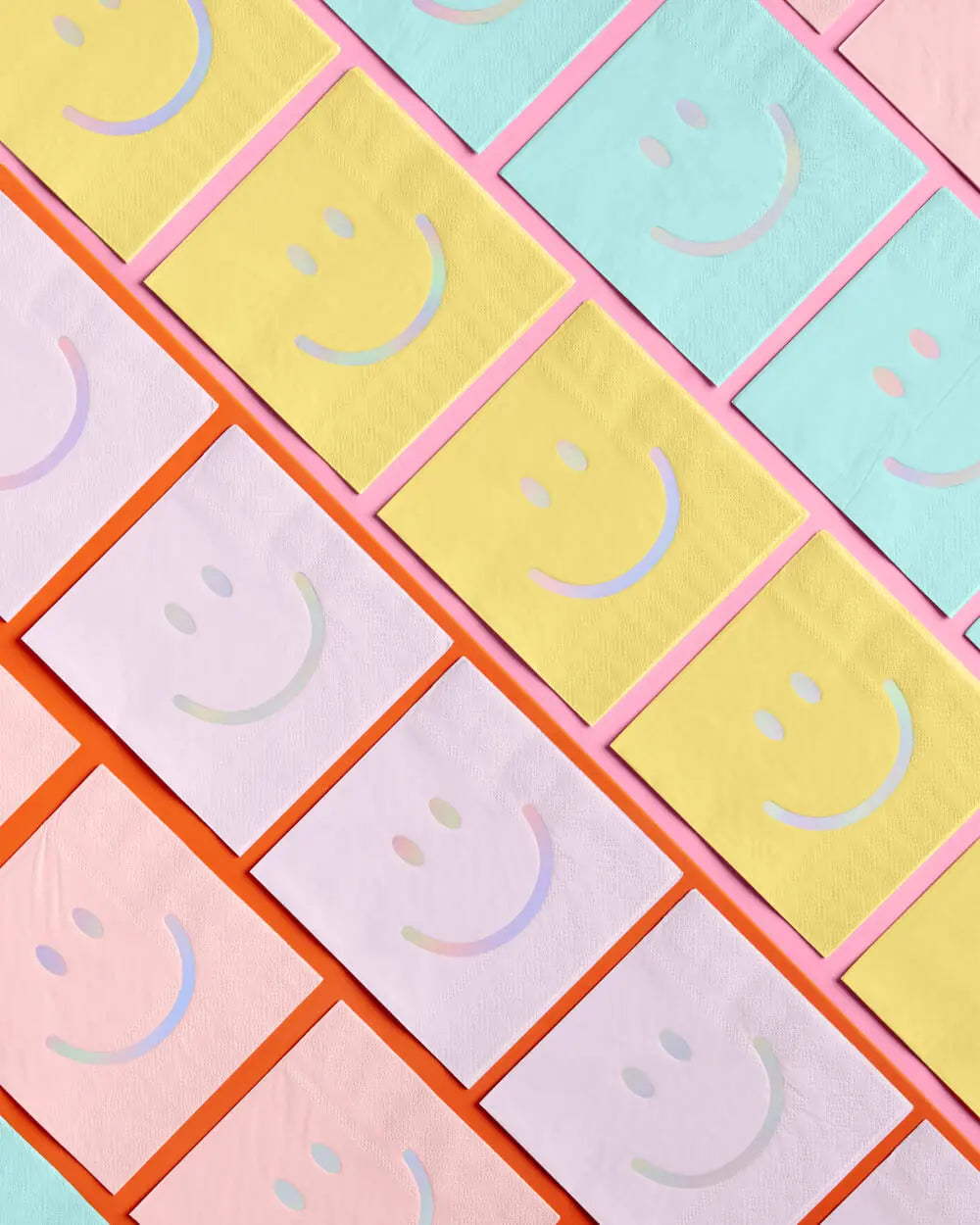 Smiley Setting Pack - plates, napkins + coasters xo, Fetti