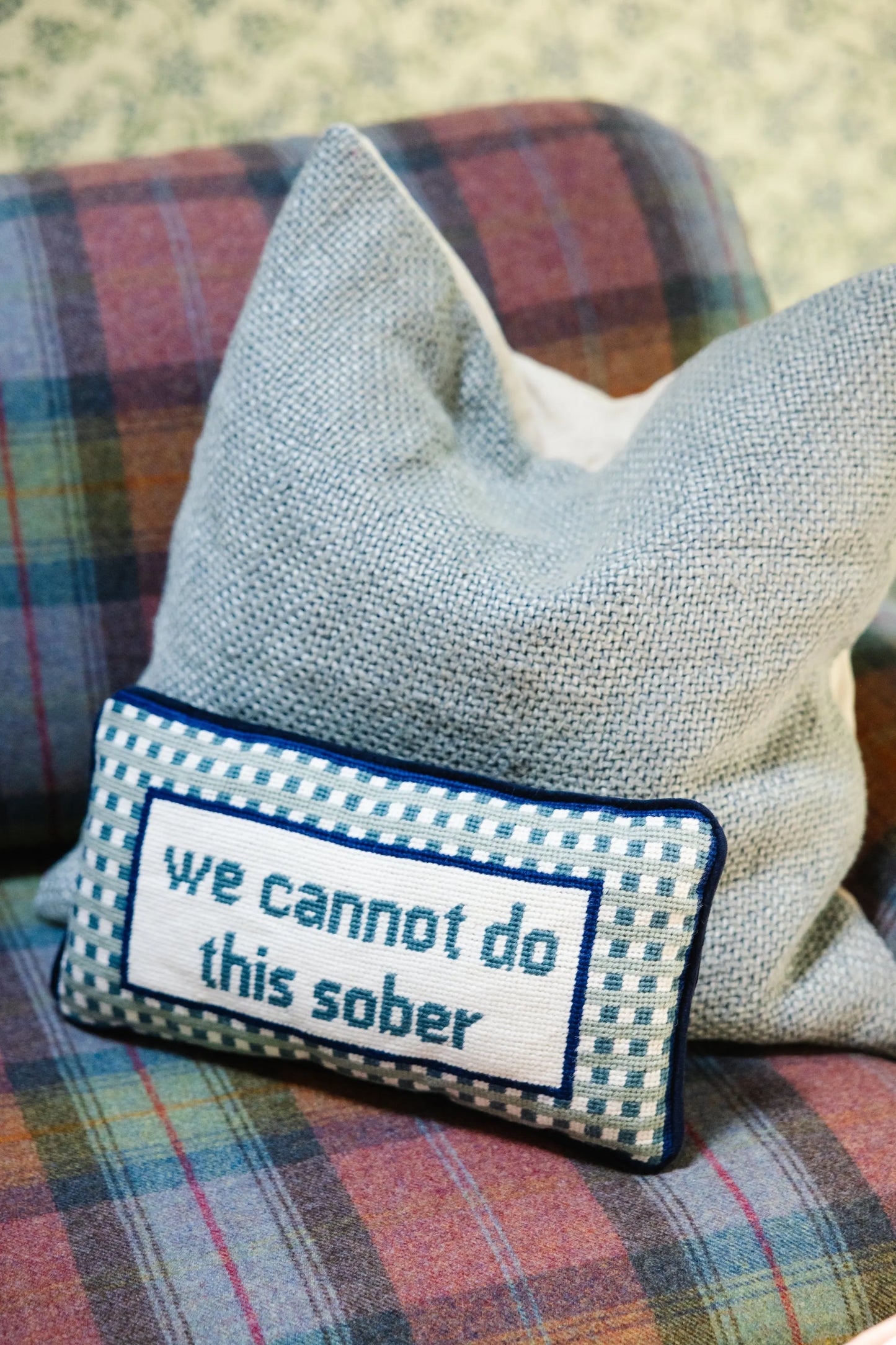 Sober Needlepoint Pillow Furbish Studio