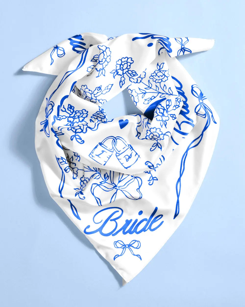 Something Blue Headscarf - white silk bride head scarf xo, Fetti