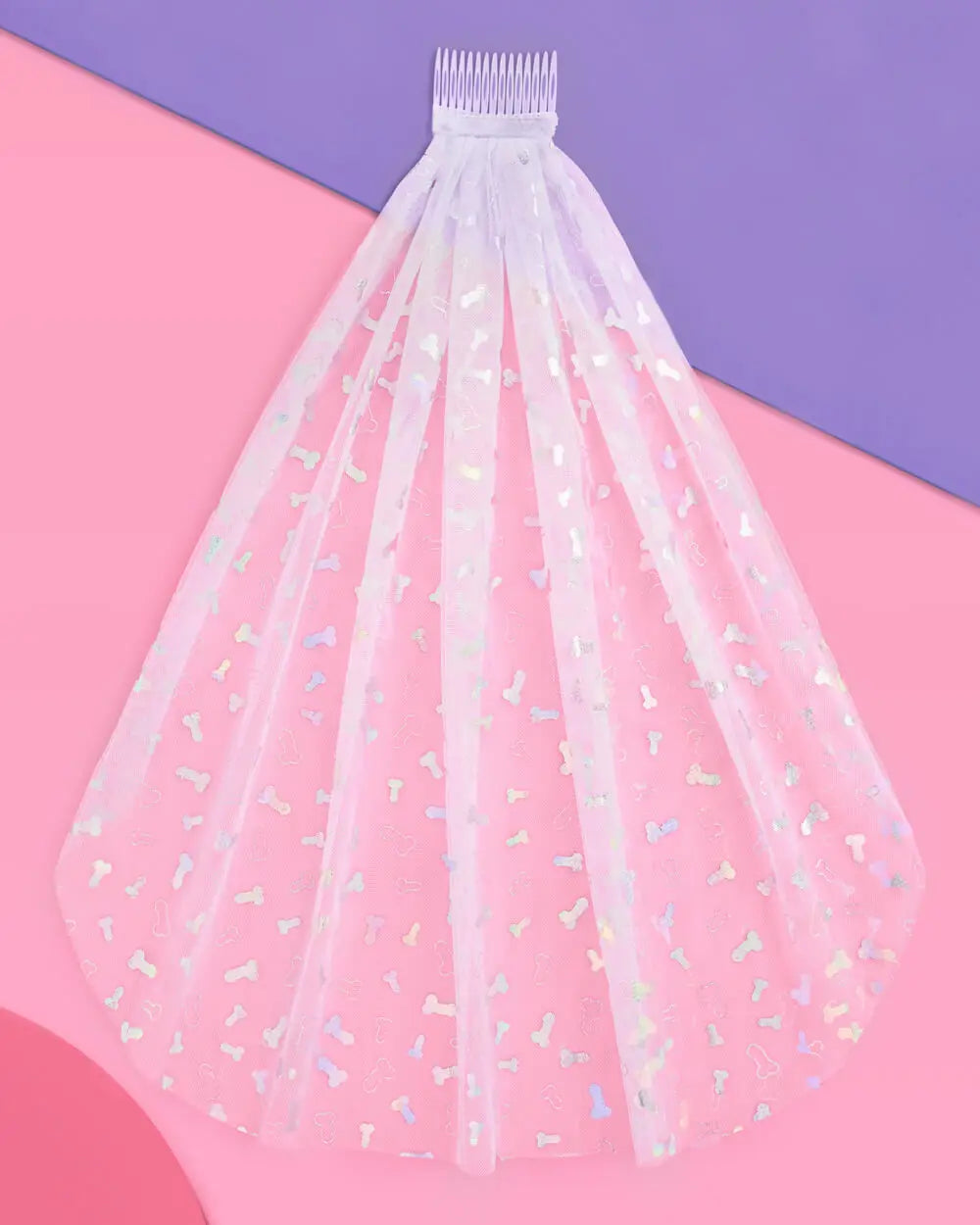 Sorry Mom Veil - iridescent foil penis veil xo, Fetti