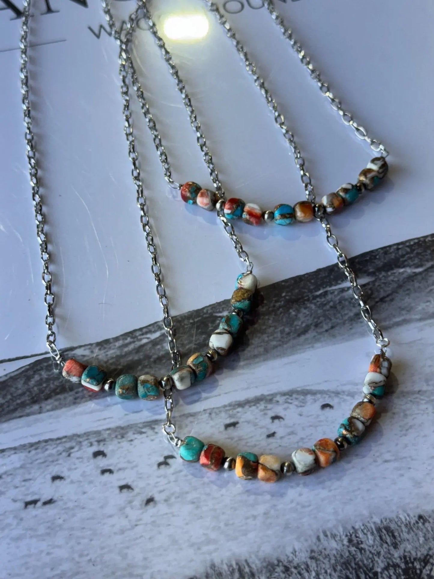 Spiny Oyster Turquoise Beaded Chain Necklace Wild Junkie