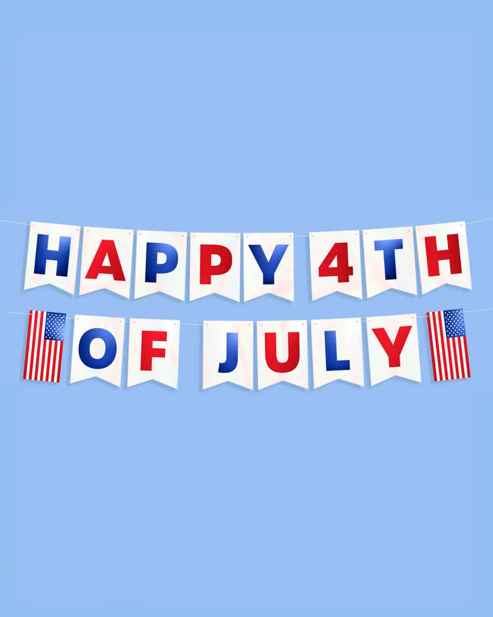 Stars & Stripes Banner - white foil banner xo, Fetti