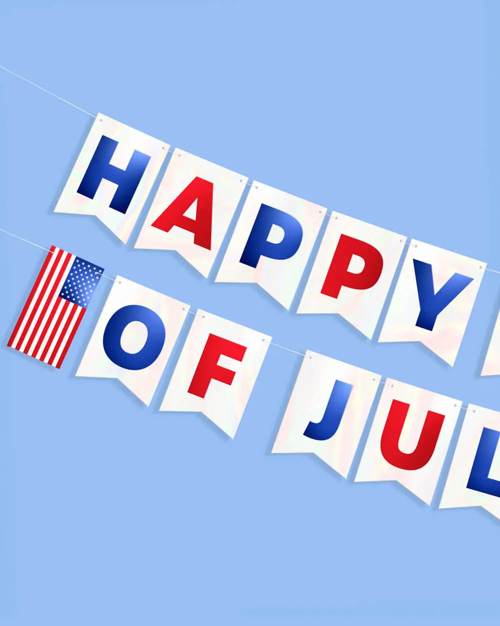 Stars & Stripes Banner - white foil banner xo, Fetti