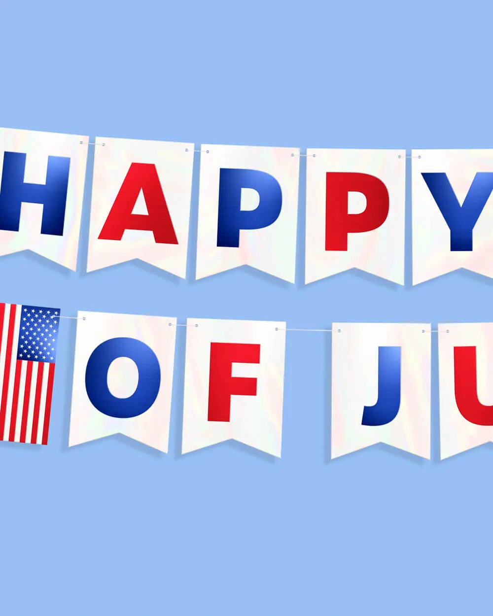 Stars & Stripes Banner - white foil banner xo, Fetti