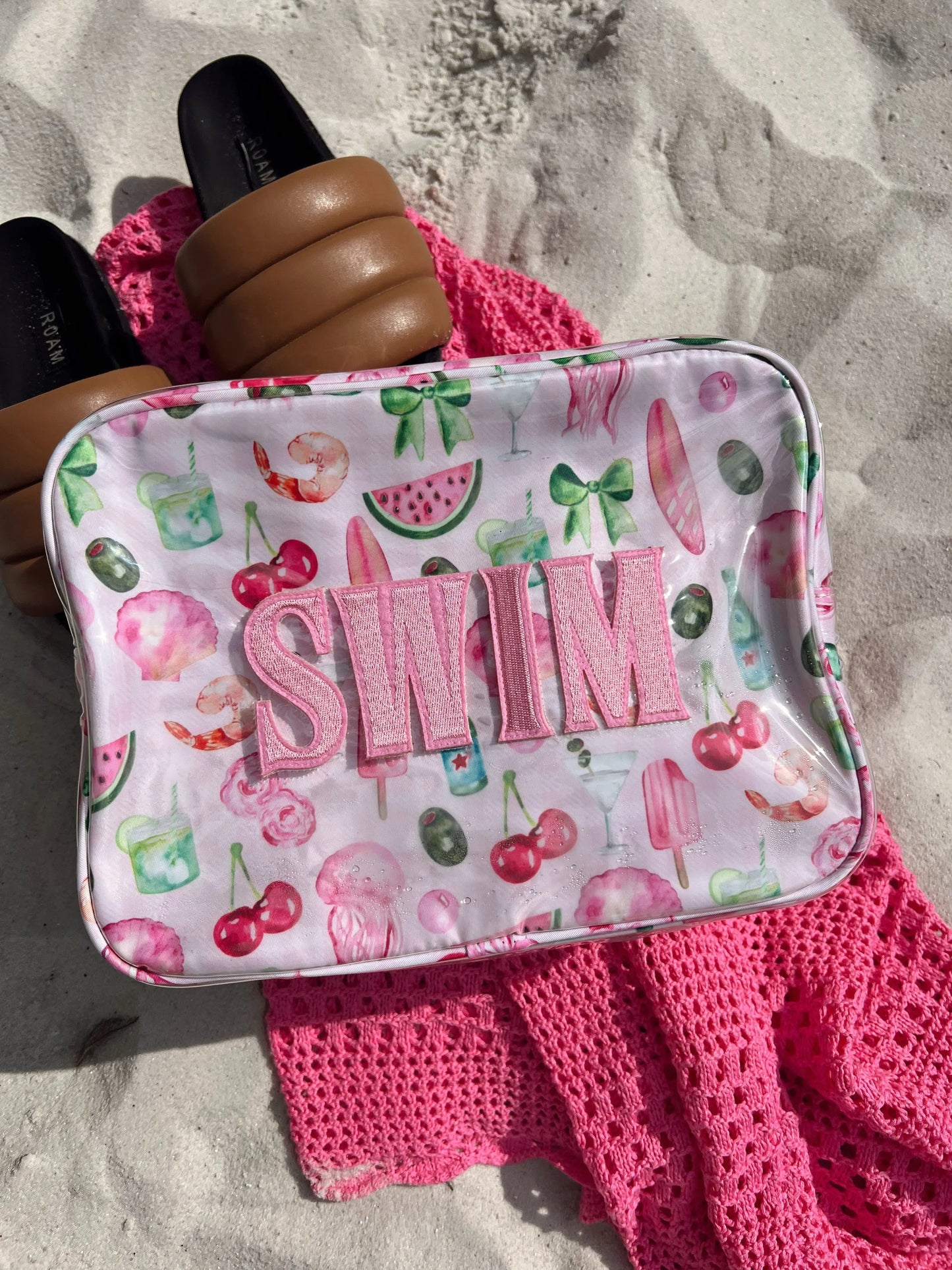 Swim - Pink Summer Spritz Clear Coat XL Bag KenzKustomz