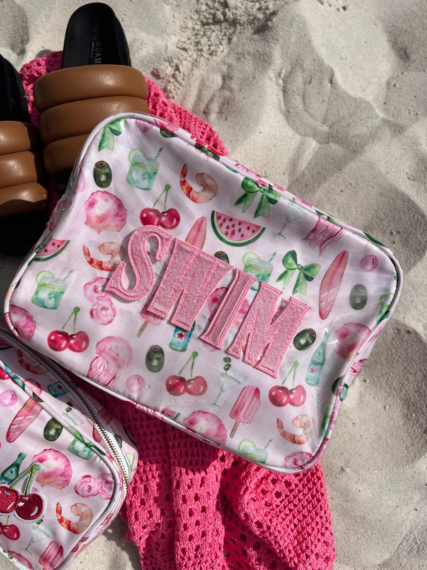 Swim - Pink Summer Spritz Clear Coat XL Bag KenzKustomz