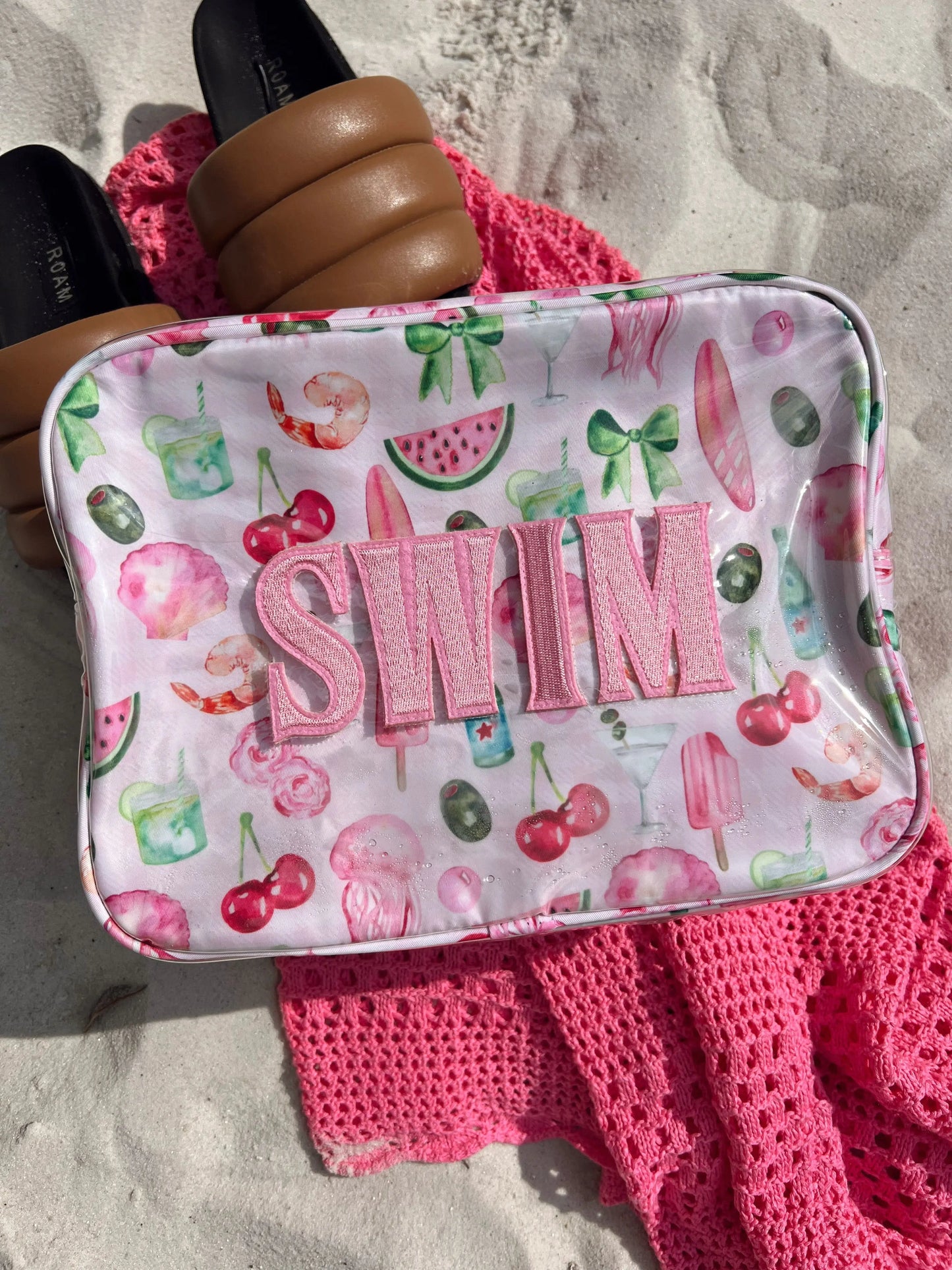 Swim - Pink Summer Spritz Clear Coat XL Bag KenzKustomz