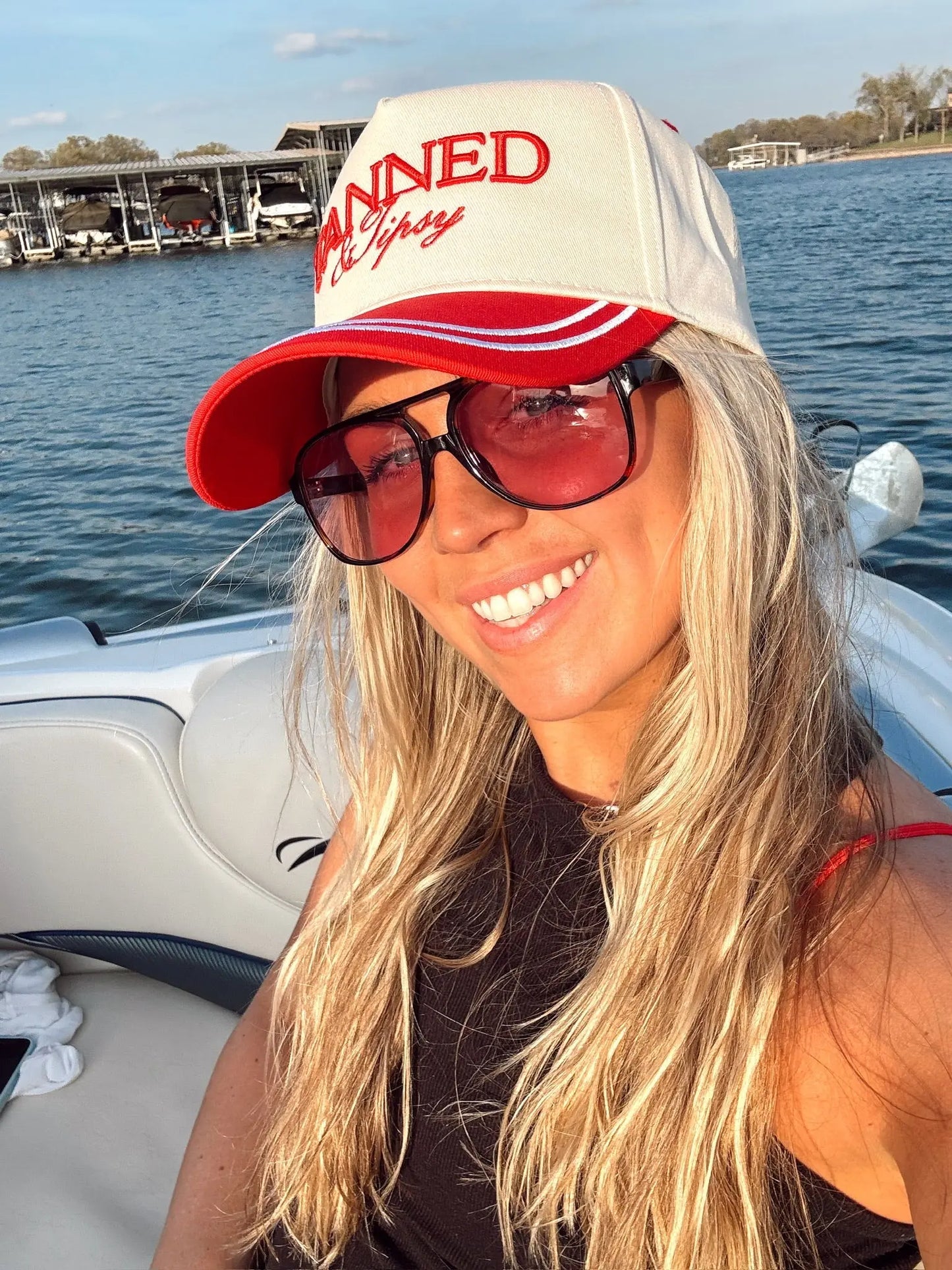 Tanned & Tipsy - Red Vintage Trucker Hat KenzKustomz