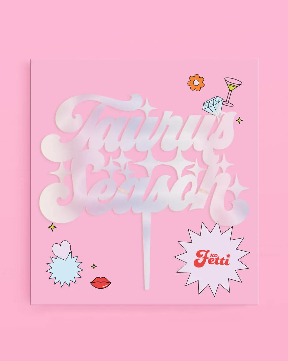 Taurus Season Cake Topper - acrylic cake topper xo, Fetti