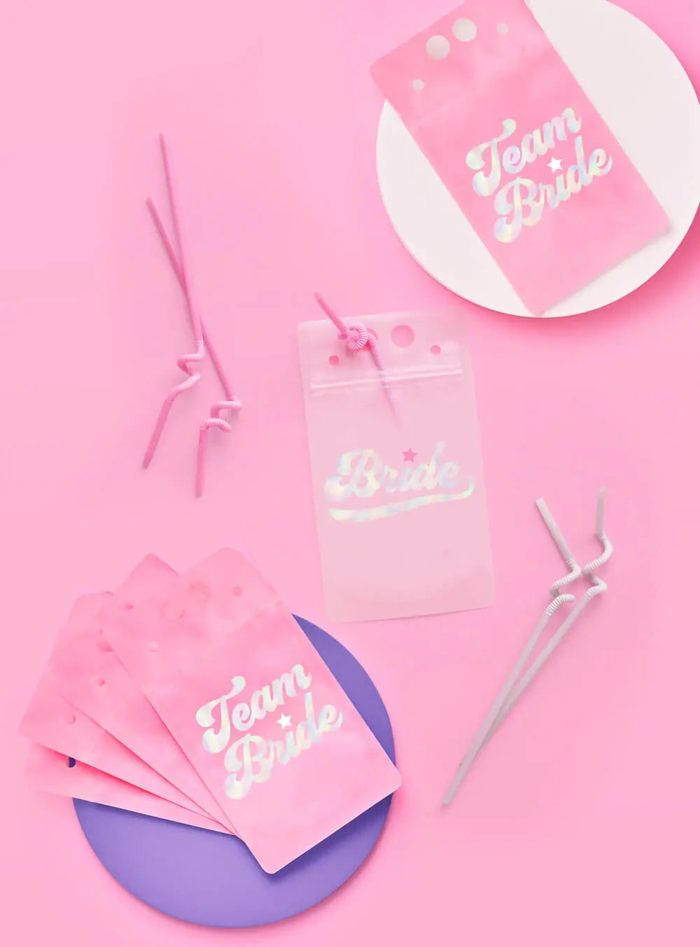 Team Bride Sippers - 16 drink pouches xo, Fetti