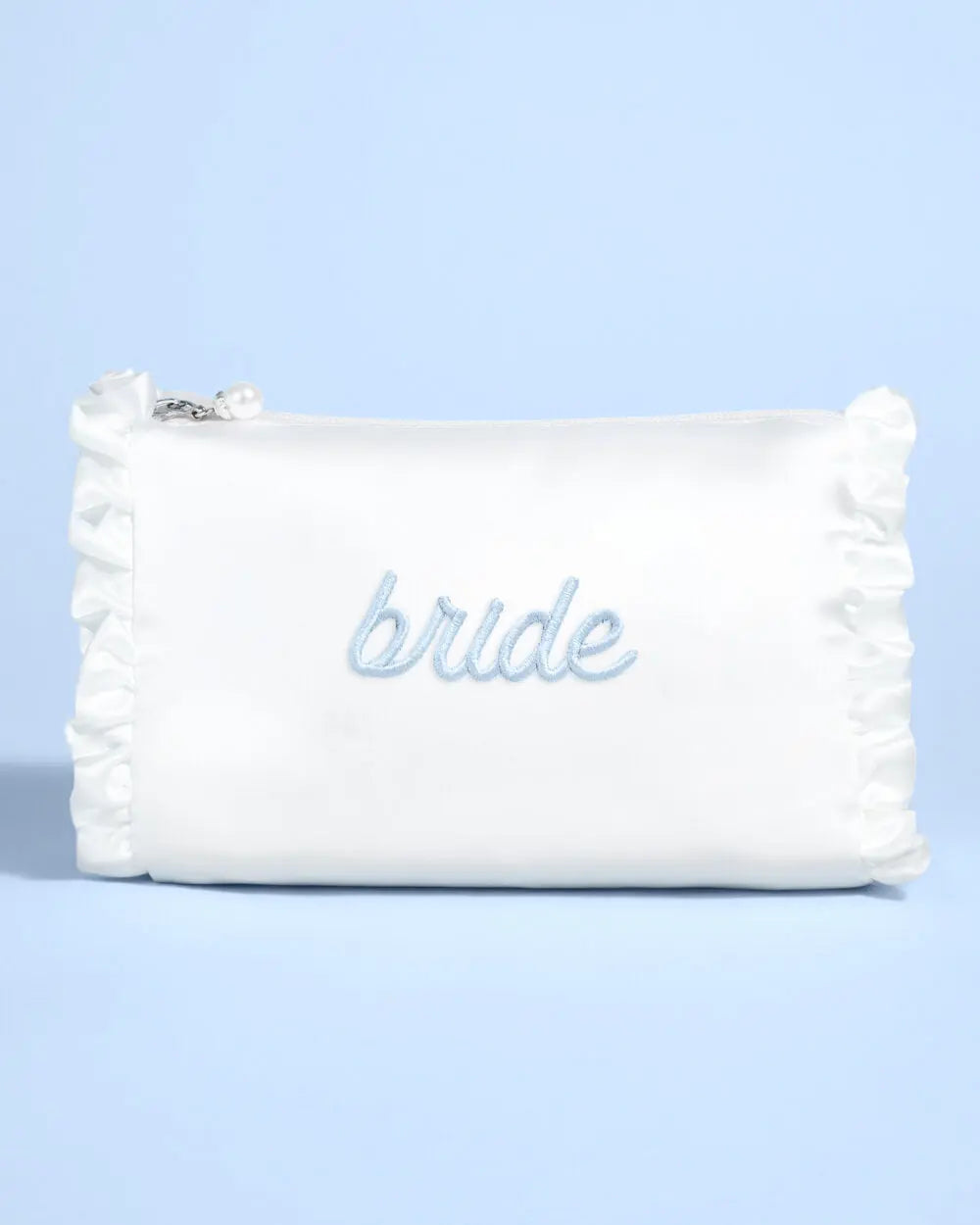 The Bride Beauty Bag - embroidered satin bag xo, Fetti