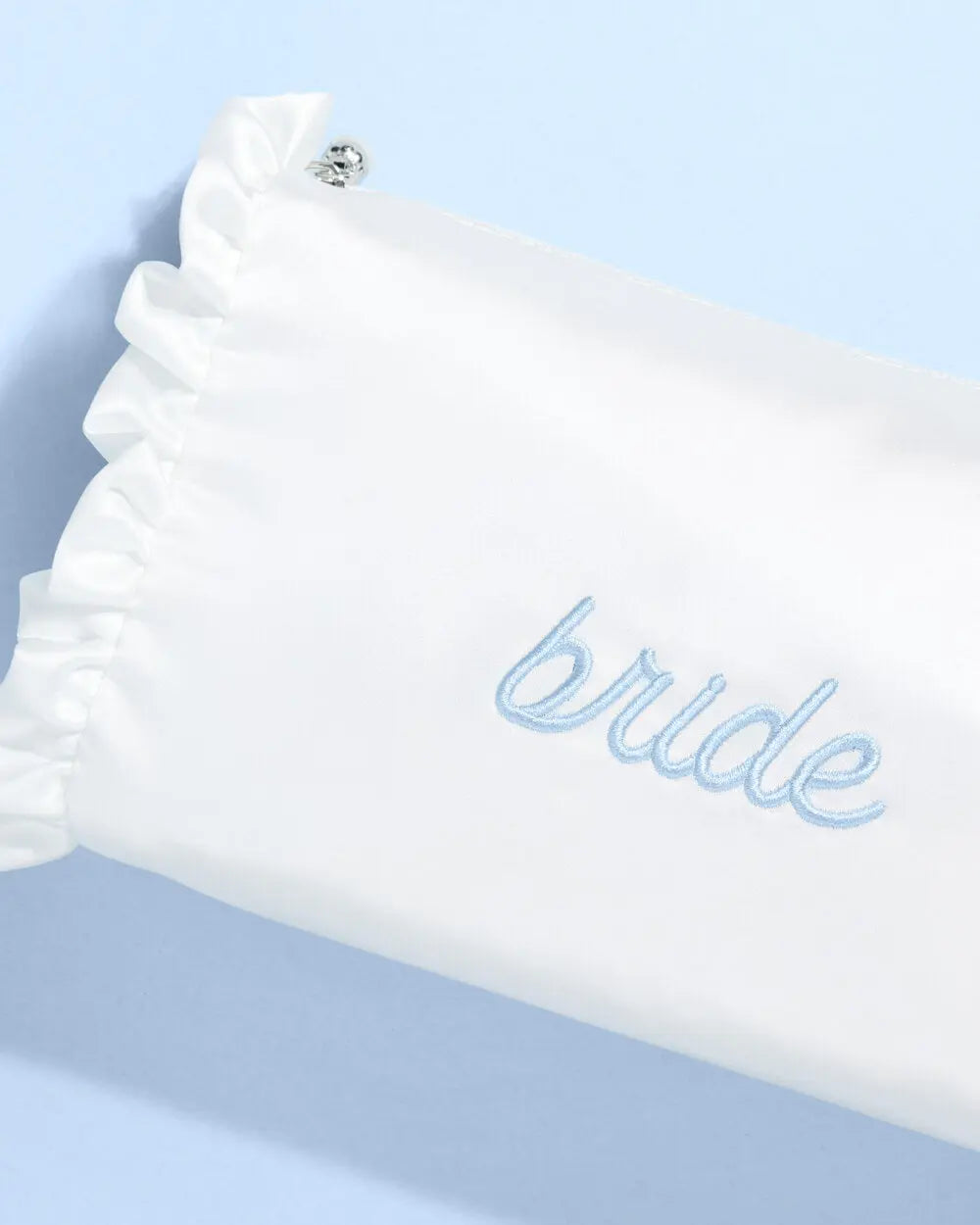 The Bride Beauty Bag - embroidered satin bag xo, Fetti