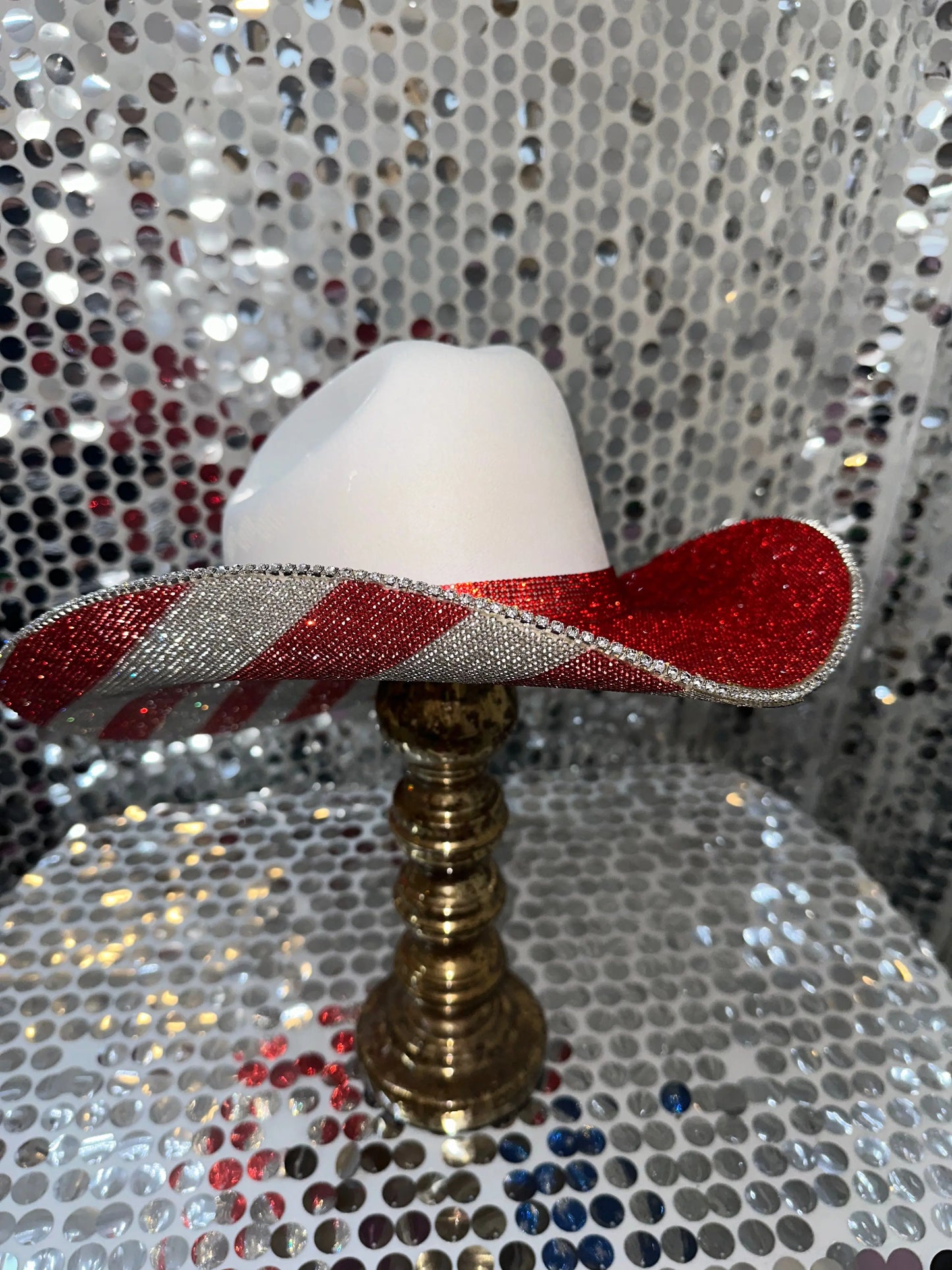 The "America" Hat - Red On Top Rhinestone Cowgirl