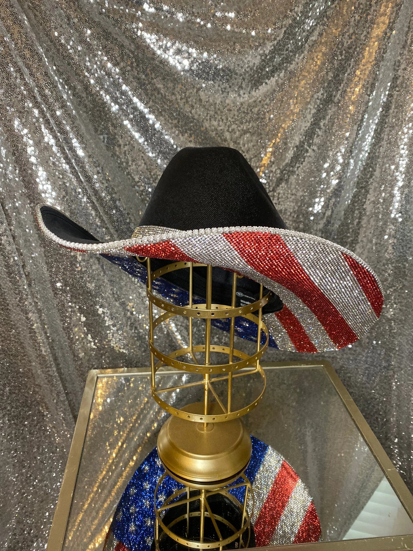 The "America" Hat in Black Rhinestone Cowgirl