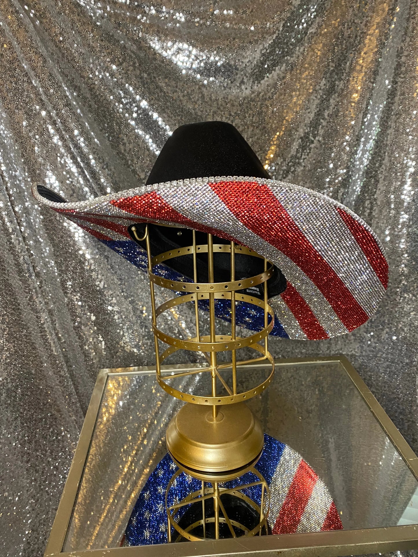 The "America" Hat in Black Rhinestone Cowgirl
