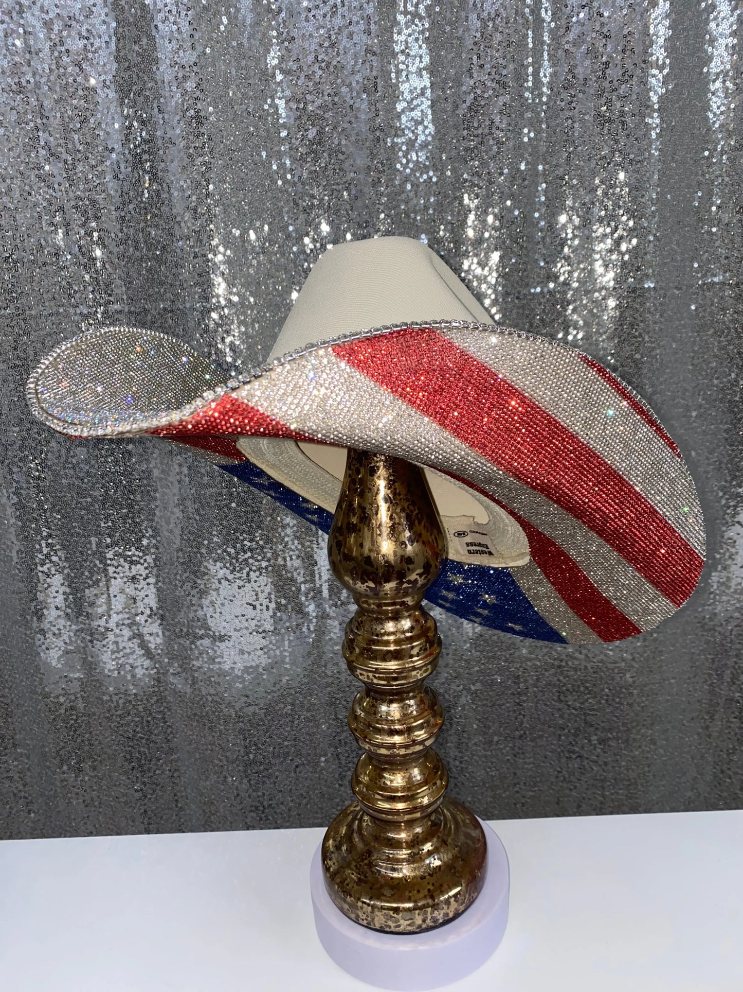 The "America" Hat on Sand Squared Styled Hat Rhinestone Cowgirl