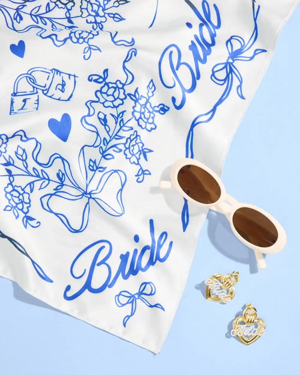 Trendy Bride Pack - head scarf, sunglasses + earrings xo, Fetti