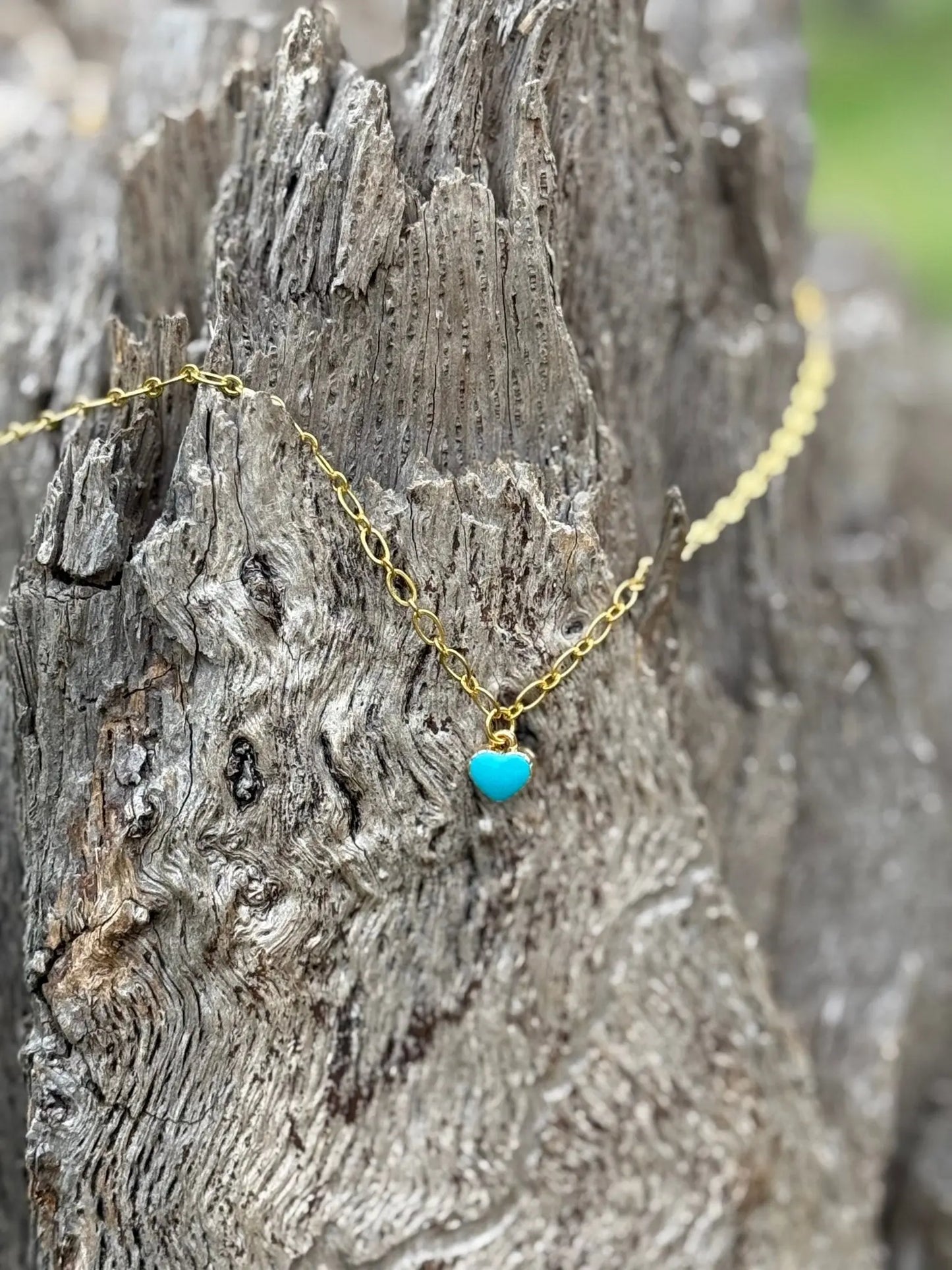 Turquoise Heart Gold Chain Necklace Wild Junkie