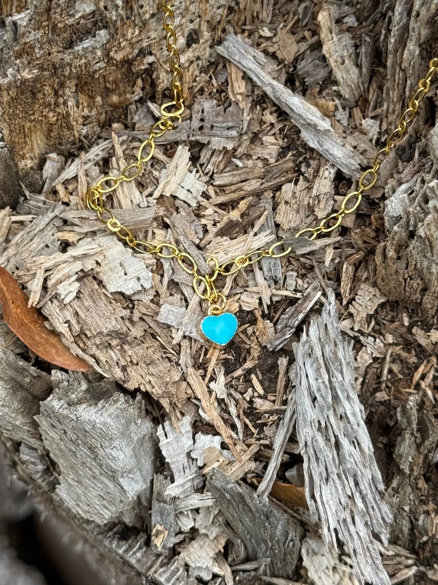 Turquoise Heart Gold Chain Necklace Wild Junkie