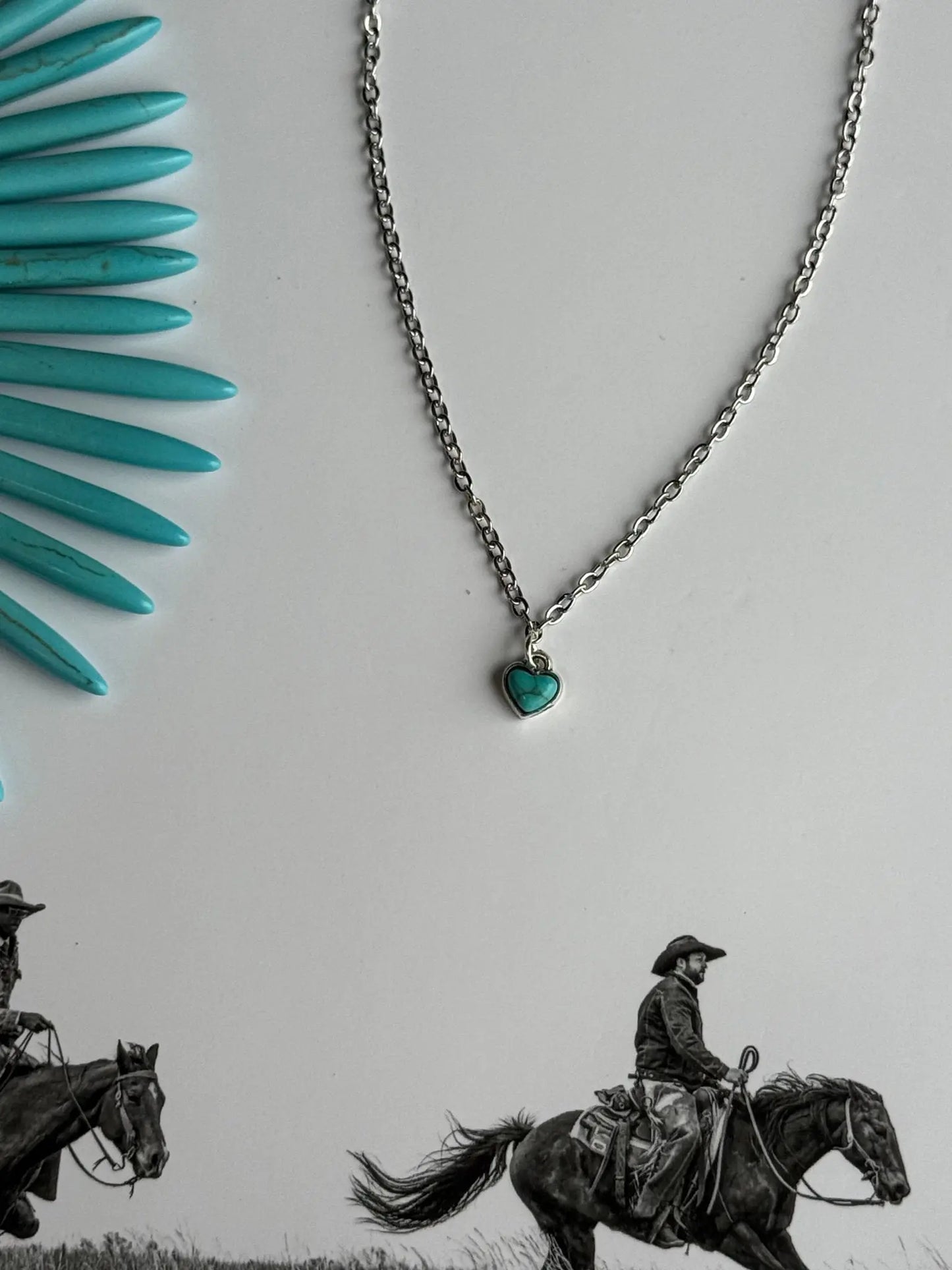 Turquoise Heart Gold Chain Necklace Wild Junkie