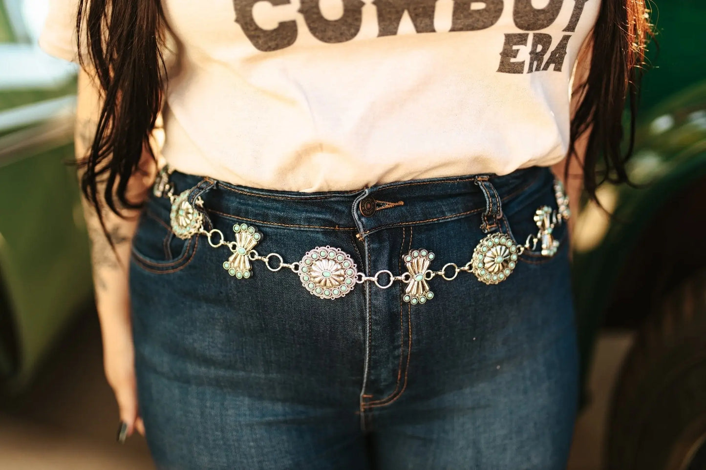 Turquoise Multi Concho Chain Belt Wild Junkie