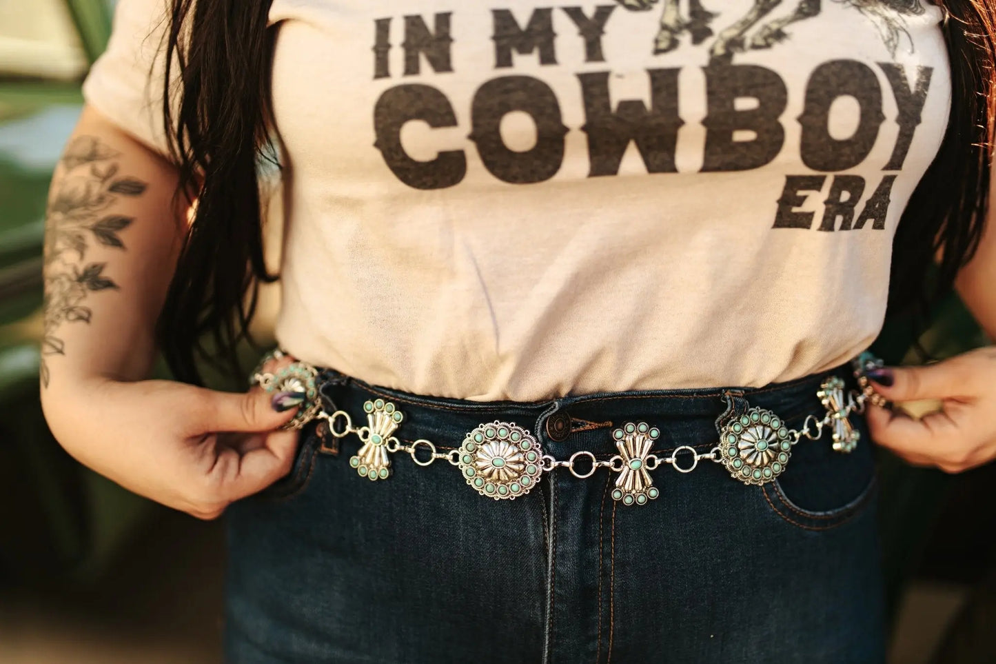 Turquoise Multi Concho Chain Belt Wild Junkie