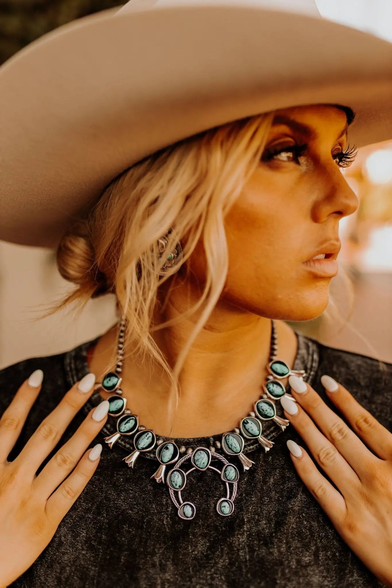 Turquoise Stone Cowgirl Hat Stud Earrings Wild Junkie