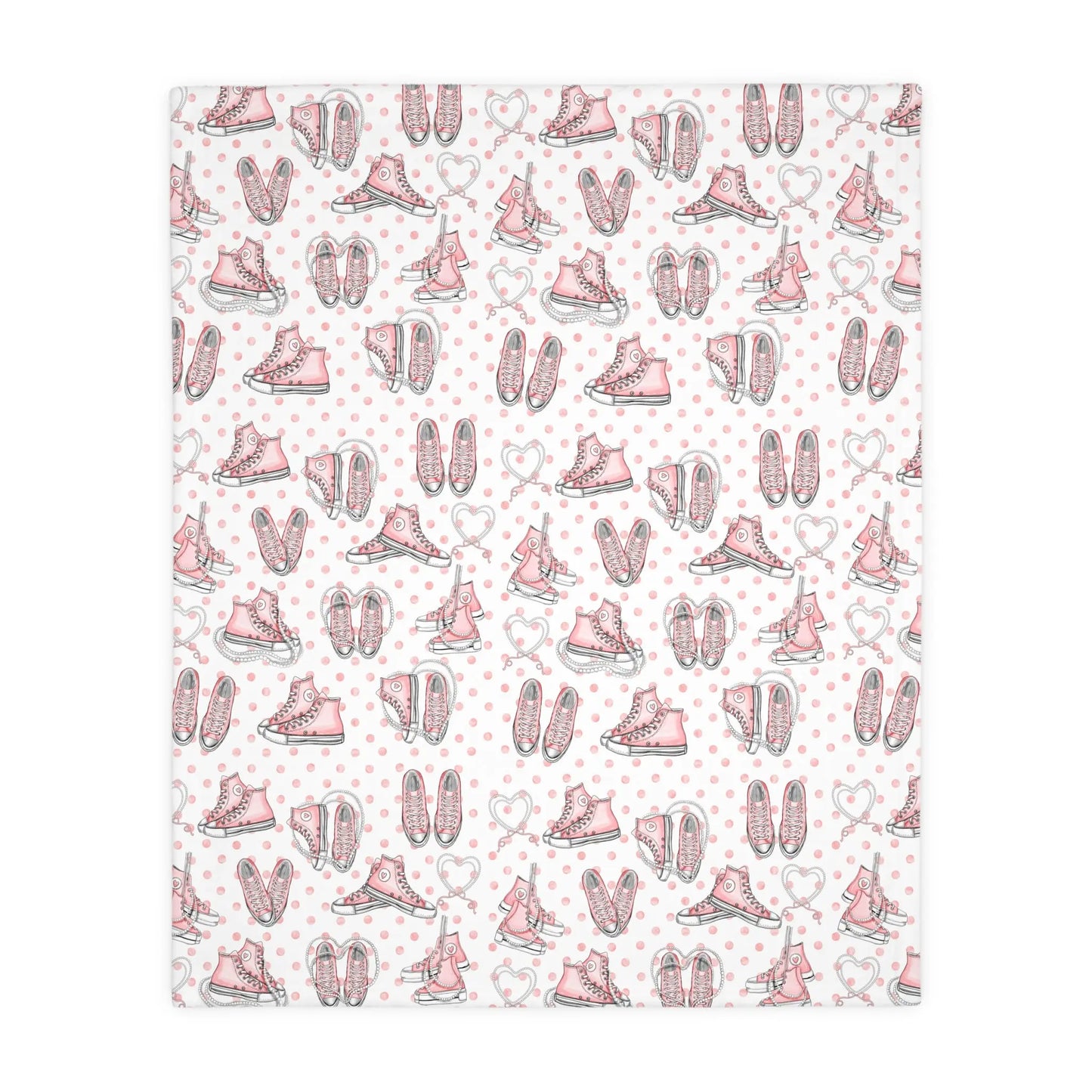 Velveteen Microfiber Blanket (Two-sided print) - Coquette Aesthetic Sneakers and Pearls Design Printify
