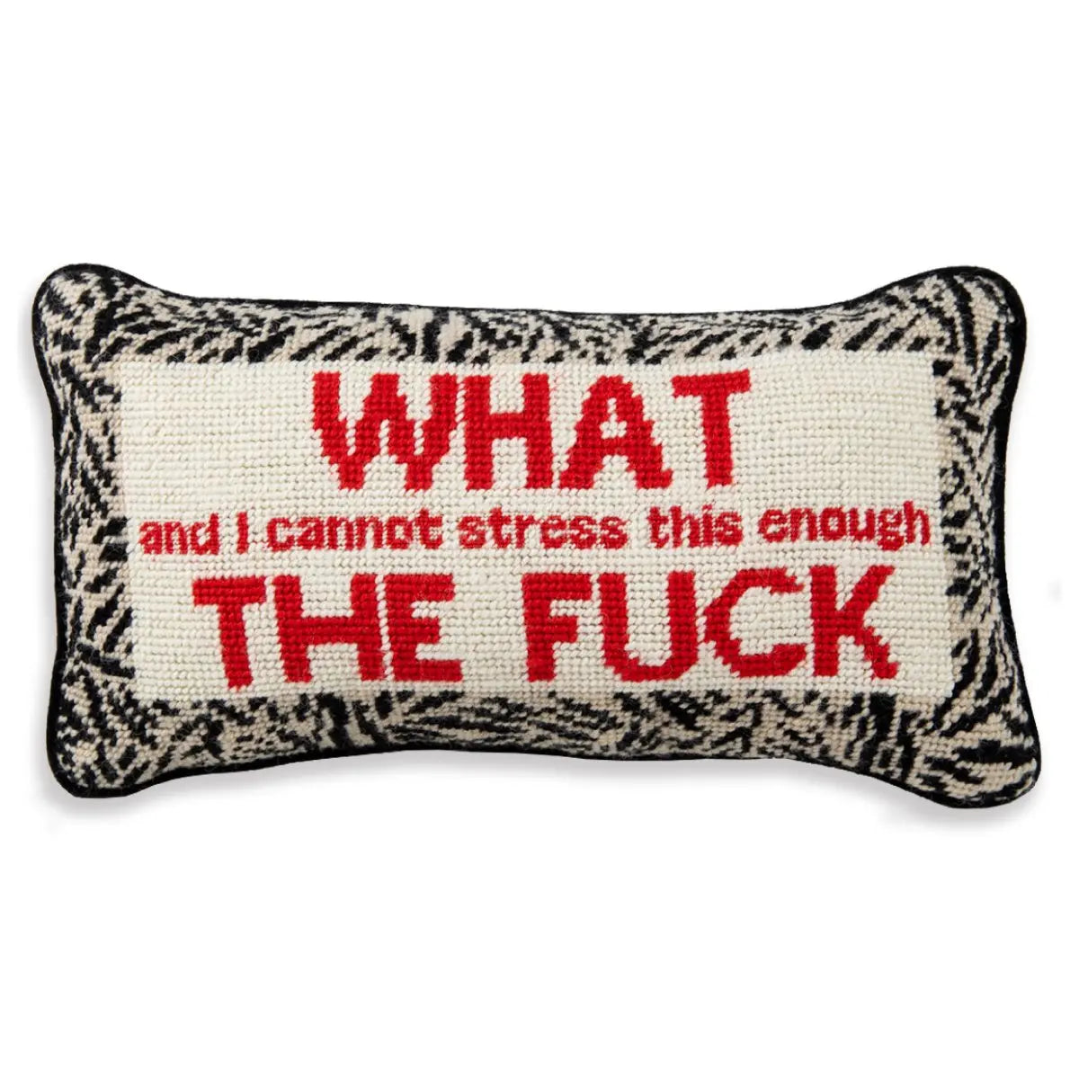 WTF Needlepoint Pillow Furbish Studio