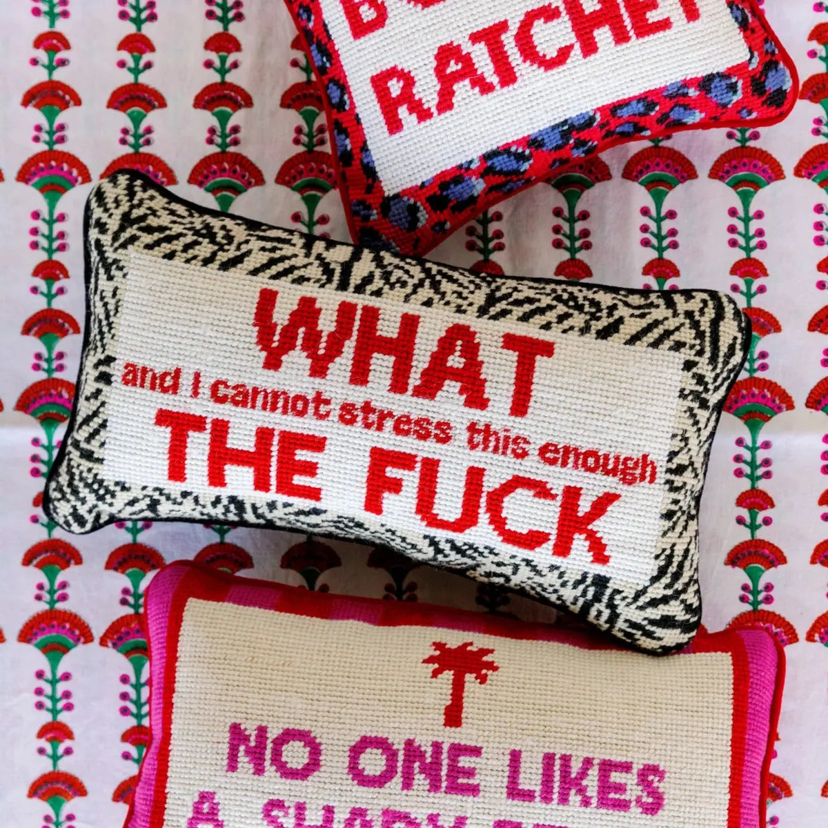 WTF Needlepoint Pillow Furbish Studio