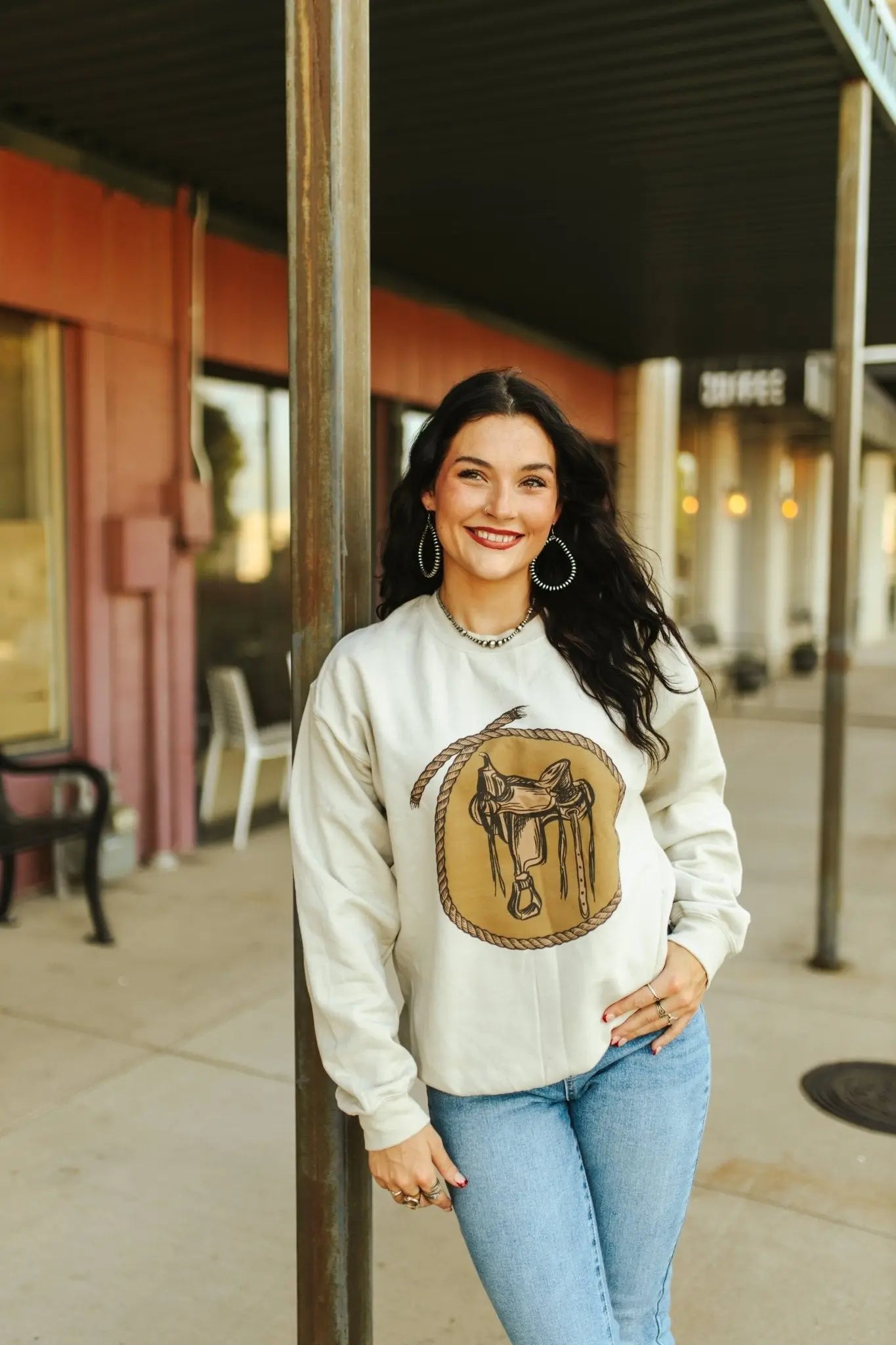 Western Saddle Graphic Sweatshirt Wild Junkie