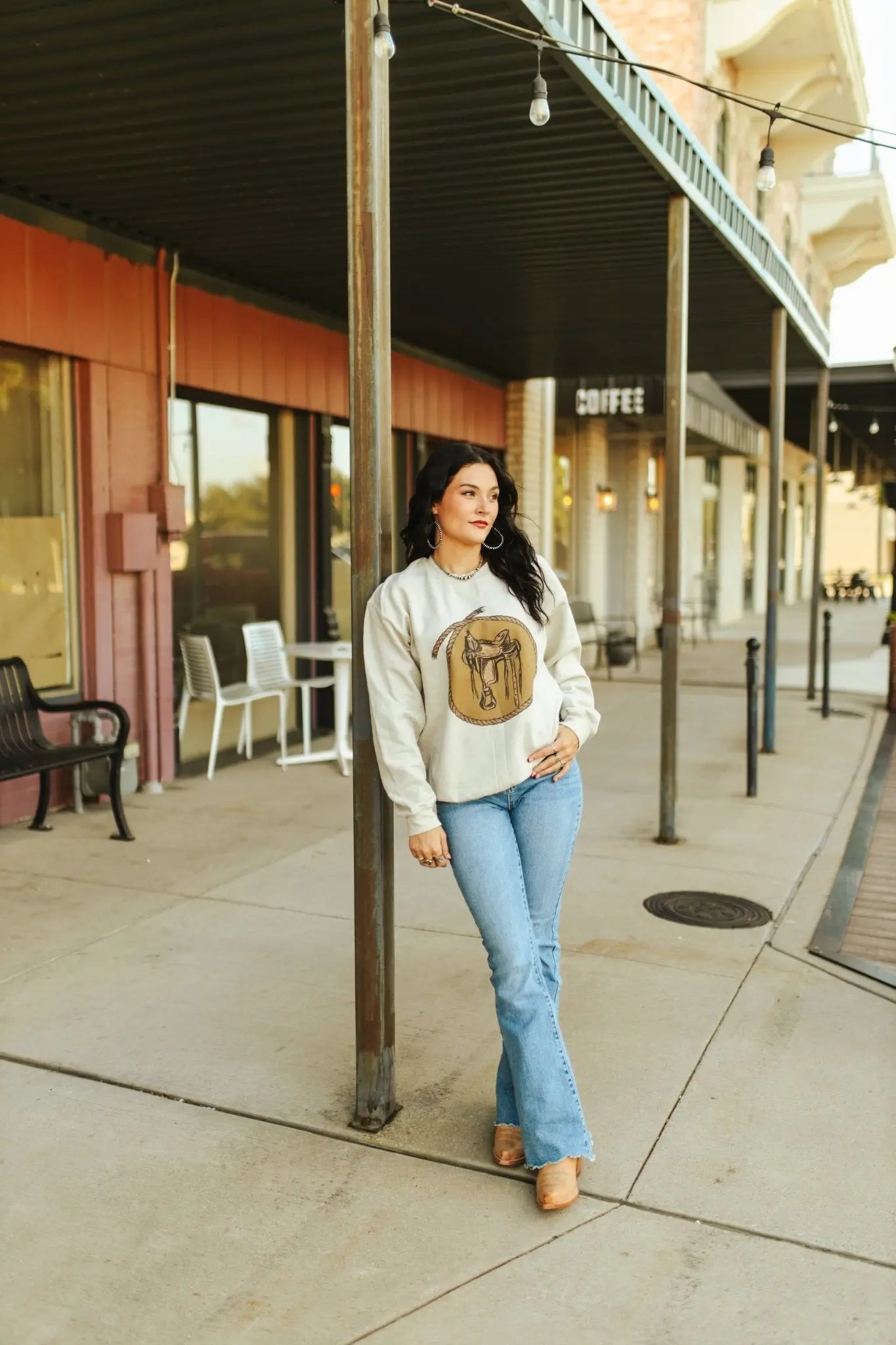 Western Saddle Graphic Sweatshirt Wild Junkie
