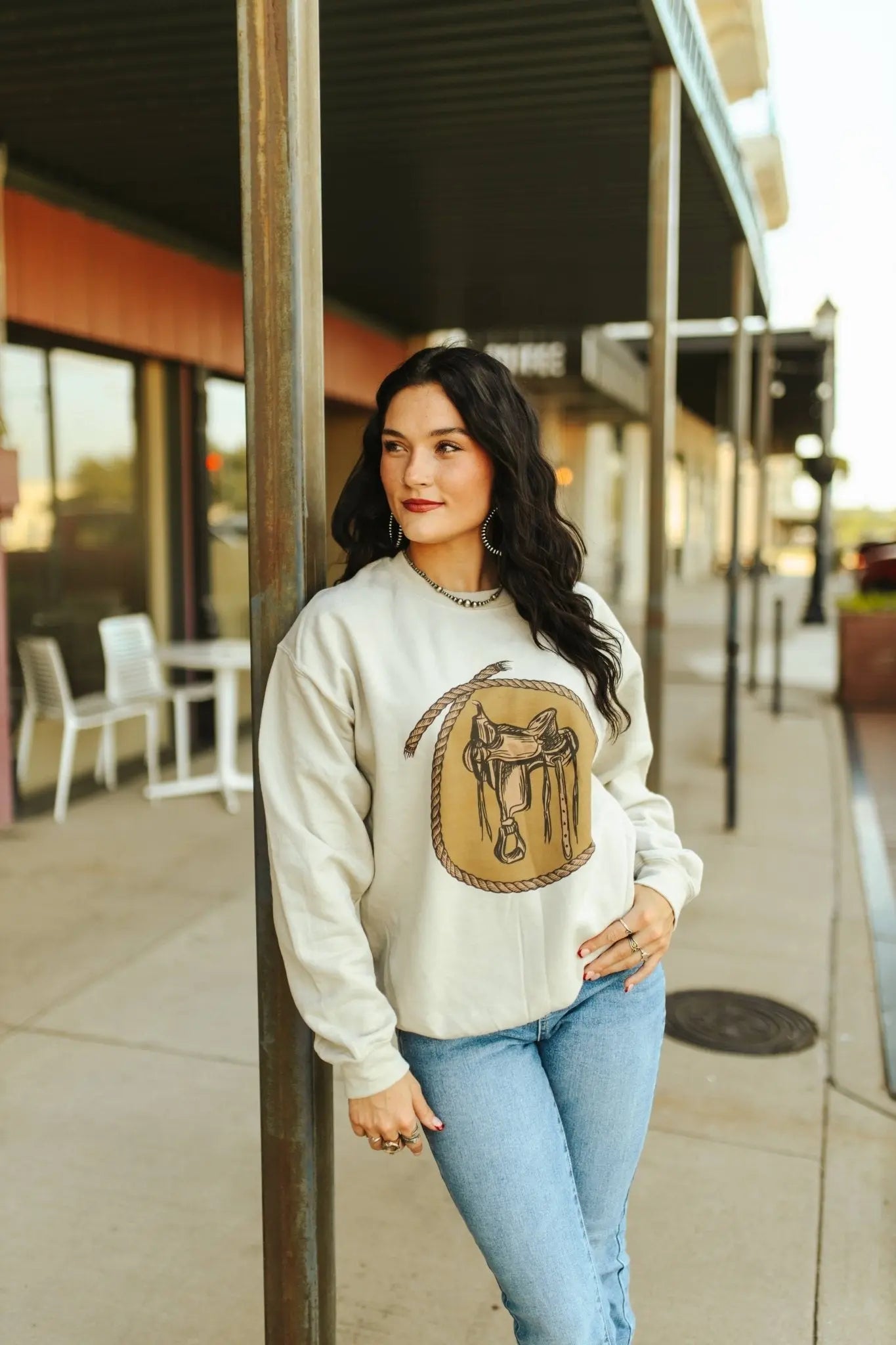 Western Saddle Graphic Sweatshirt Wild Junkie